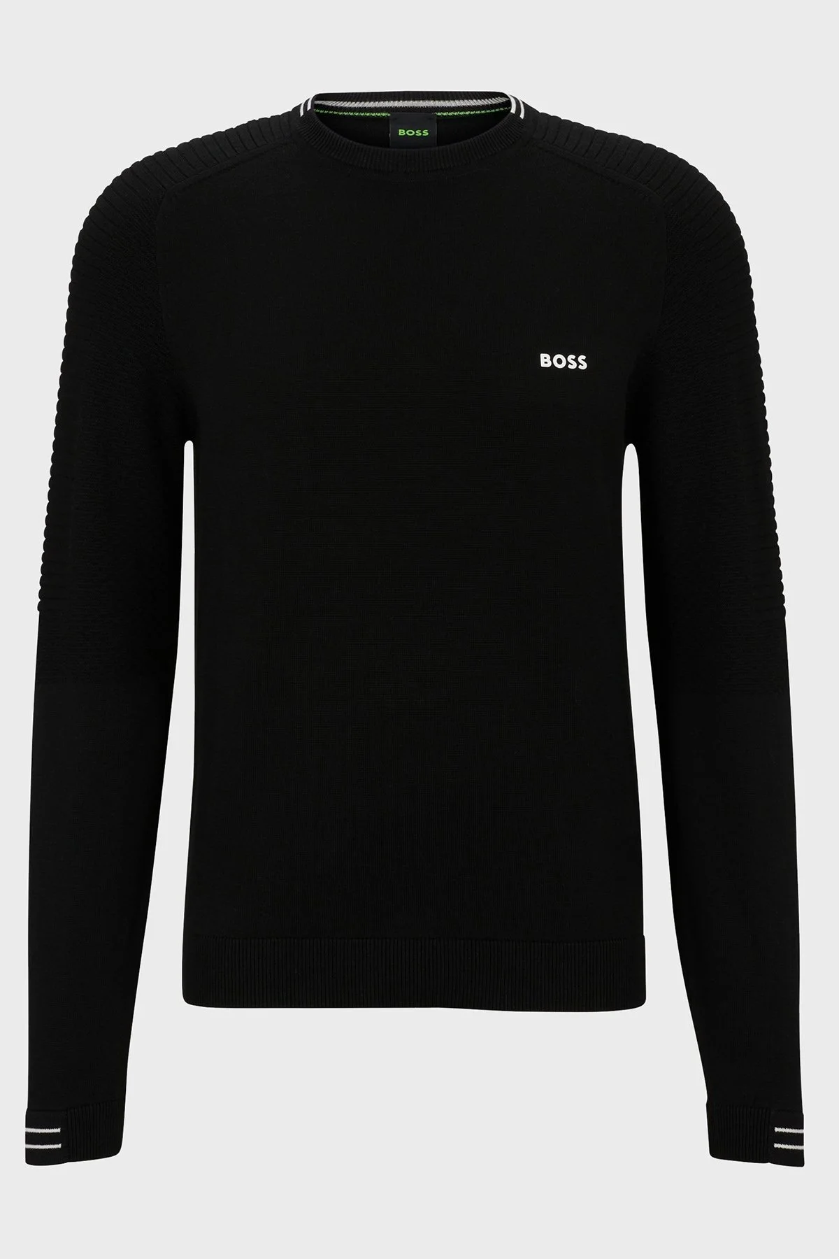 Boss Organik Pamuklu Regular Fit Sıfır Yaka Erkek Kazak 50482411 001 SİYAH - 4