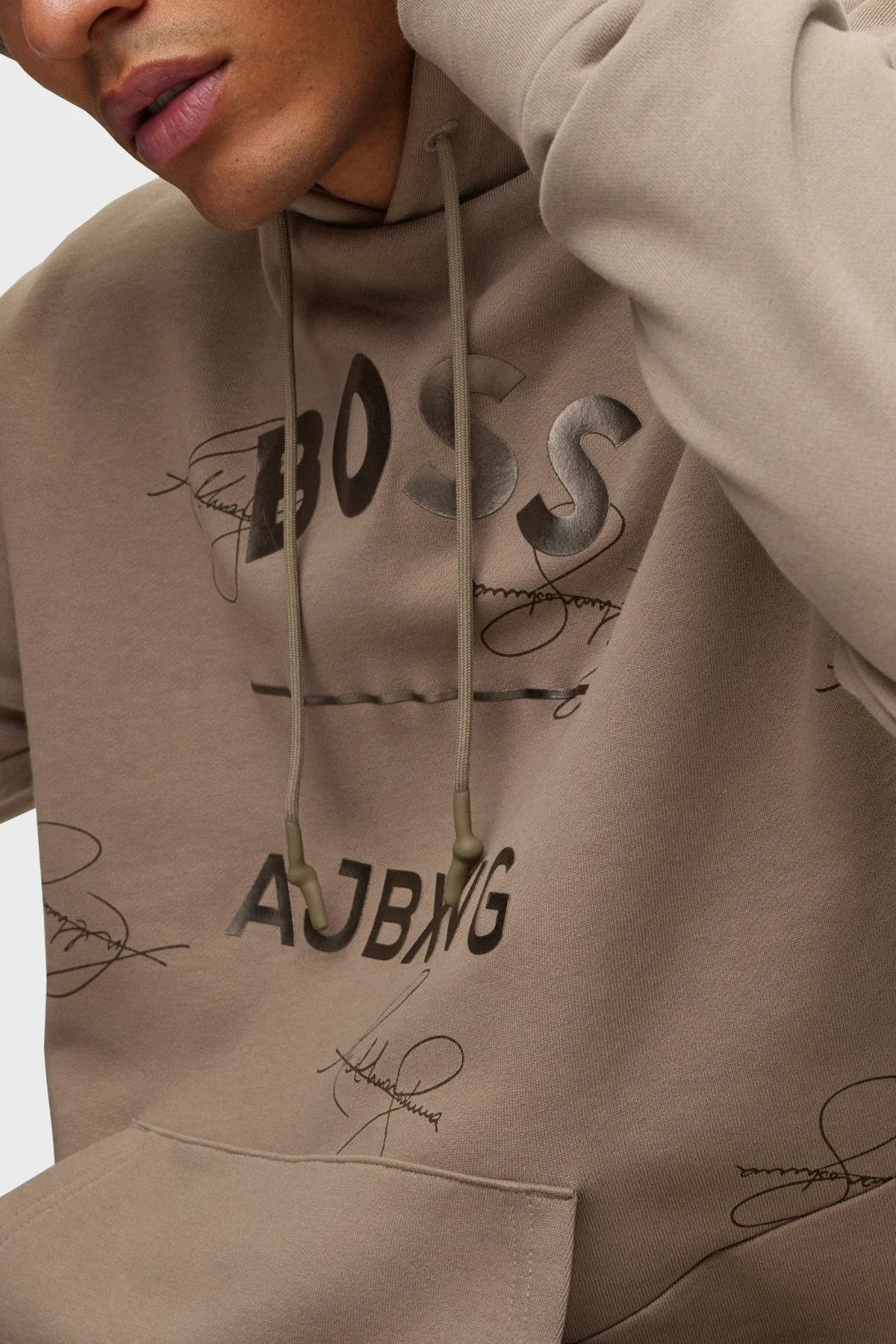 Boss Orgnaik Pamuklu Relaxed Fit Kapüşonlu Erkek Sweat 50476428 334 TOPRAK - 4