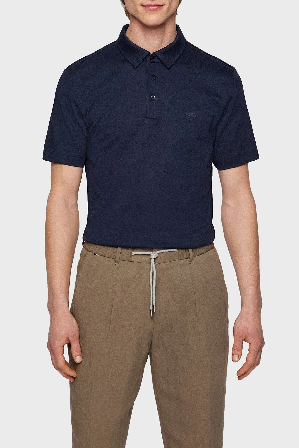Boss Organik Pamuklu Sliim Fit Düğmeli Erkek Polo Yaka T Shirt 50471335 404 LACİVERT - 1