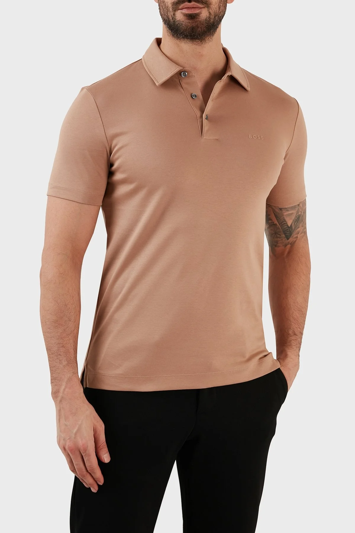 Boss Organik Pamuklu Slim Fit Düğmeli Erkek Polo T Shirt 50471335 260 BEJ - 2