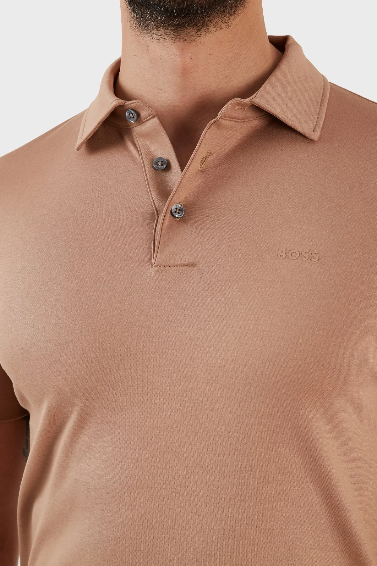 Boss Organik Pamuklu Slim Fit Düğmeli Erkek Polo T Shirt 50471335 260 BEJ - 4