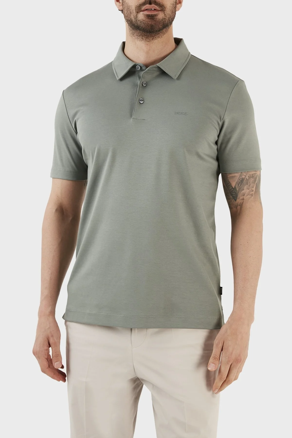 Boss Organik Pamuklu Slim Fit Düğmeli Erkek Polo T Shirt 50471335 343 YEŞİL - 1