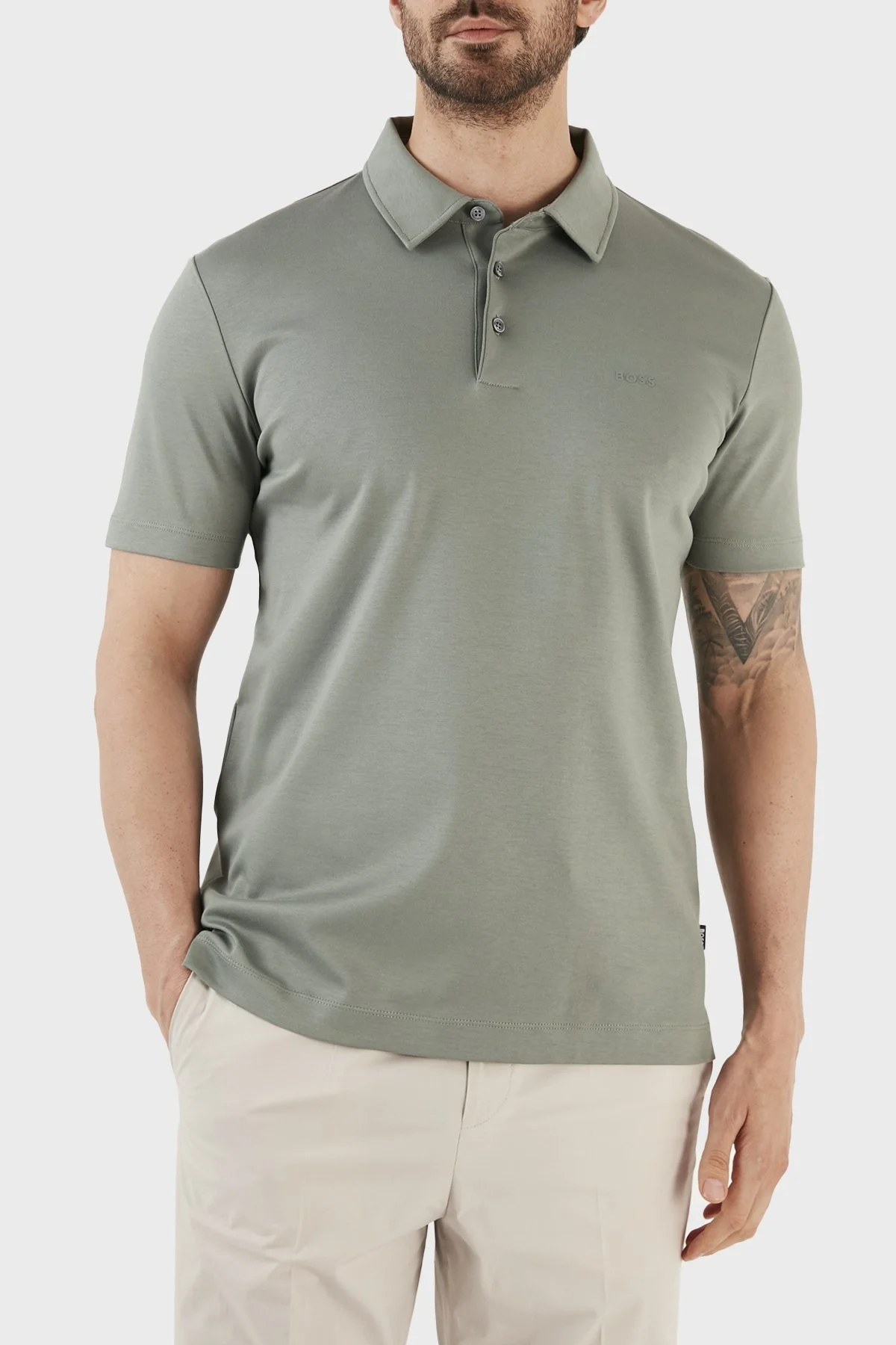 Boss Organik Pamuklu Slim Fit Düğmeli Erkek Polo T Shirt 50471335 343 YEŞİL - 2