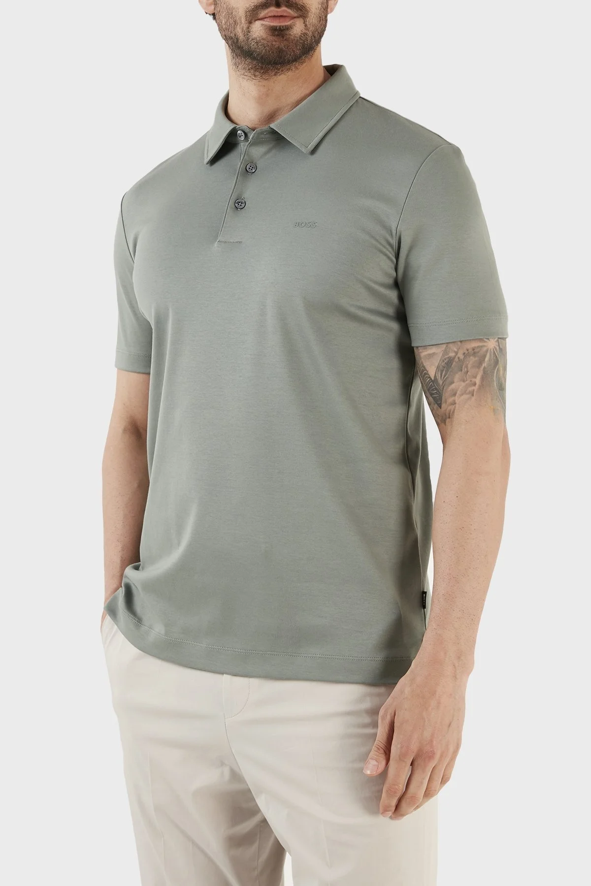 Boss Organik Pamuklu Slim Fit Düğmeli Erkek Polo T Shirt 50471335 343 YEŞİL - 3