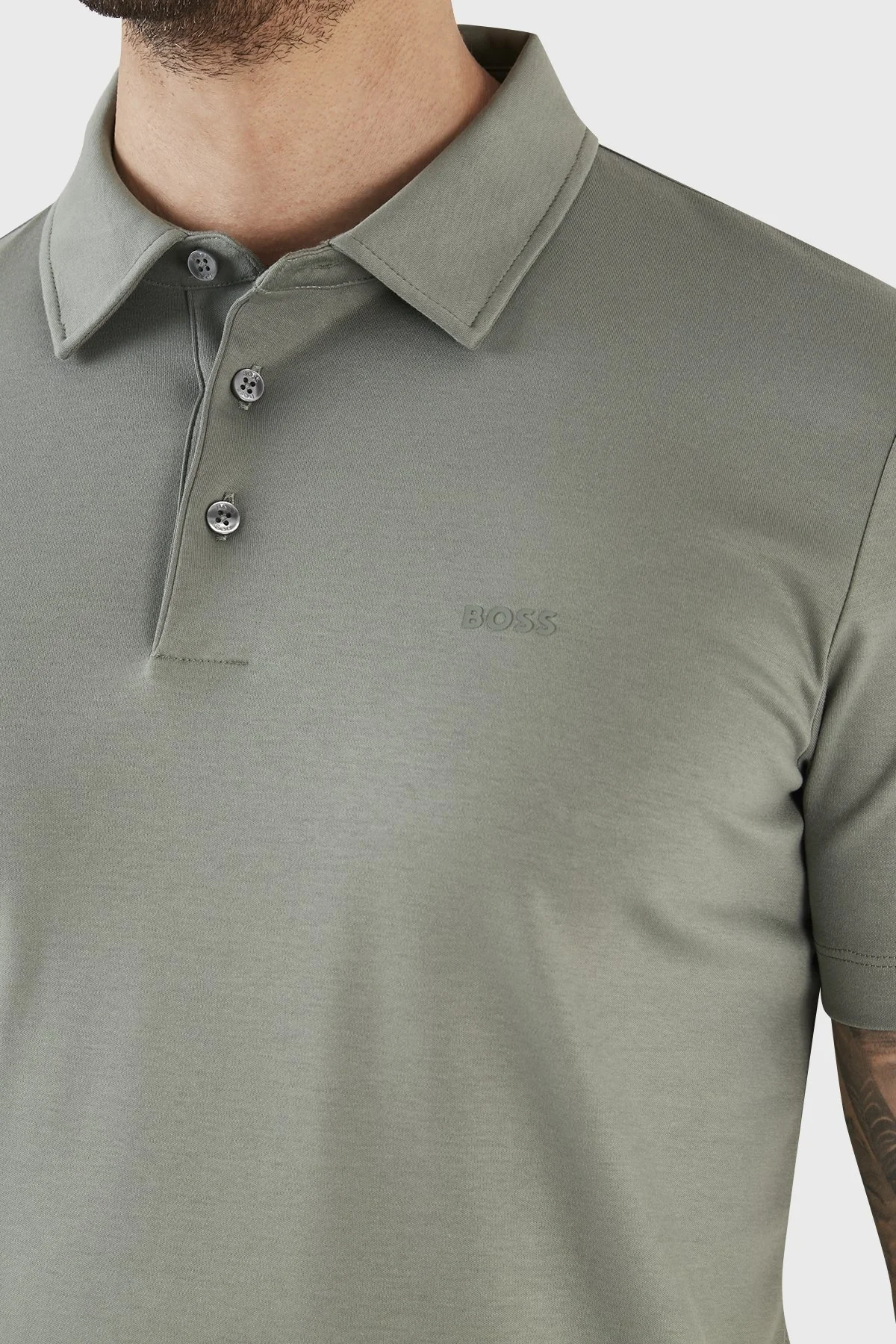 Boss Organik Pamuklu Slim Fit Düğmeli Erkek Polo T Shirt 50471335 343 YEŞİL - 4