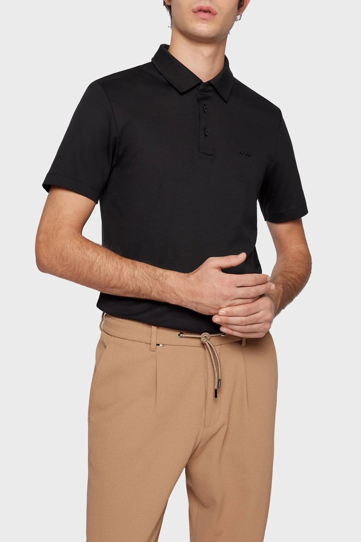 Boss Organik Pamuklu Slim Fit Düğmeli Erkek Polo Yaka T Shirt 50471335 001 SİYAH - 1