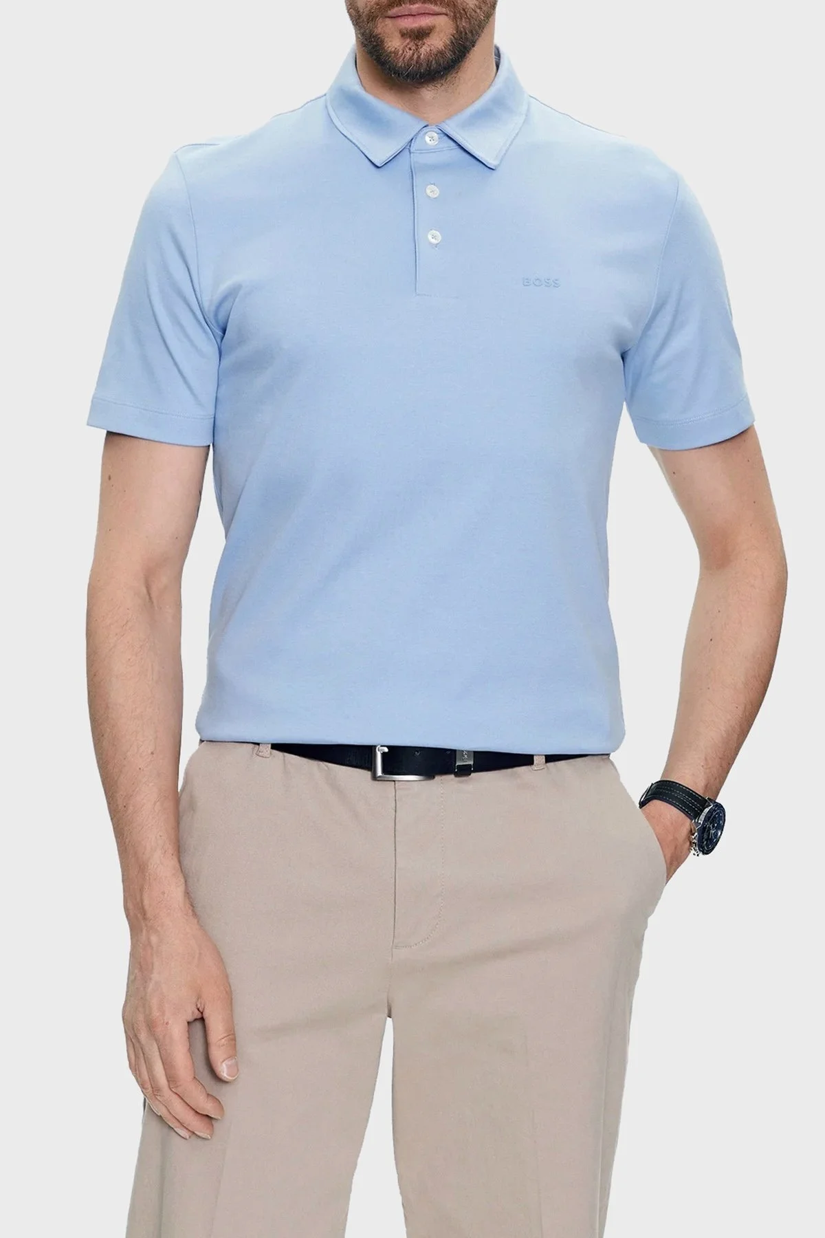 Boss Organik Pamuklu Slim Fit Düğmeli Yaka T Shirt Erkek Polo 50471335 492 MAVİ - 6