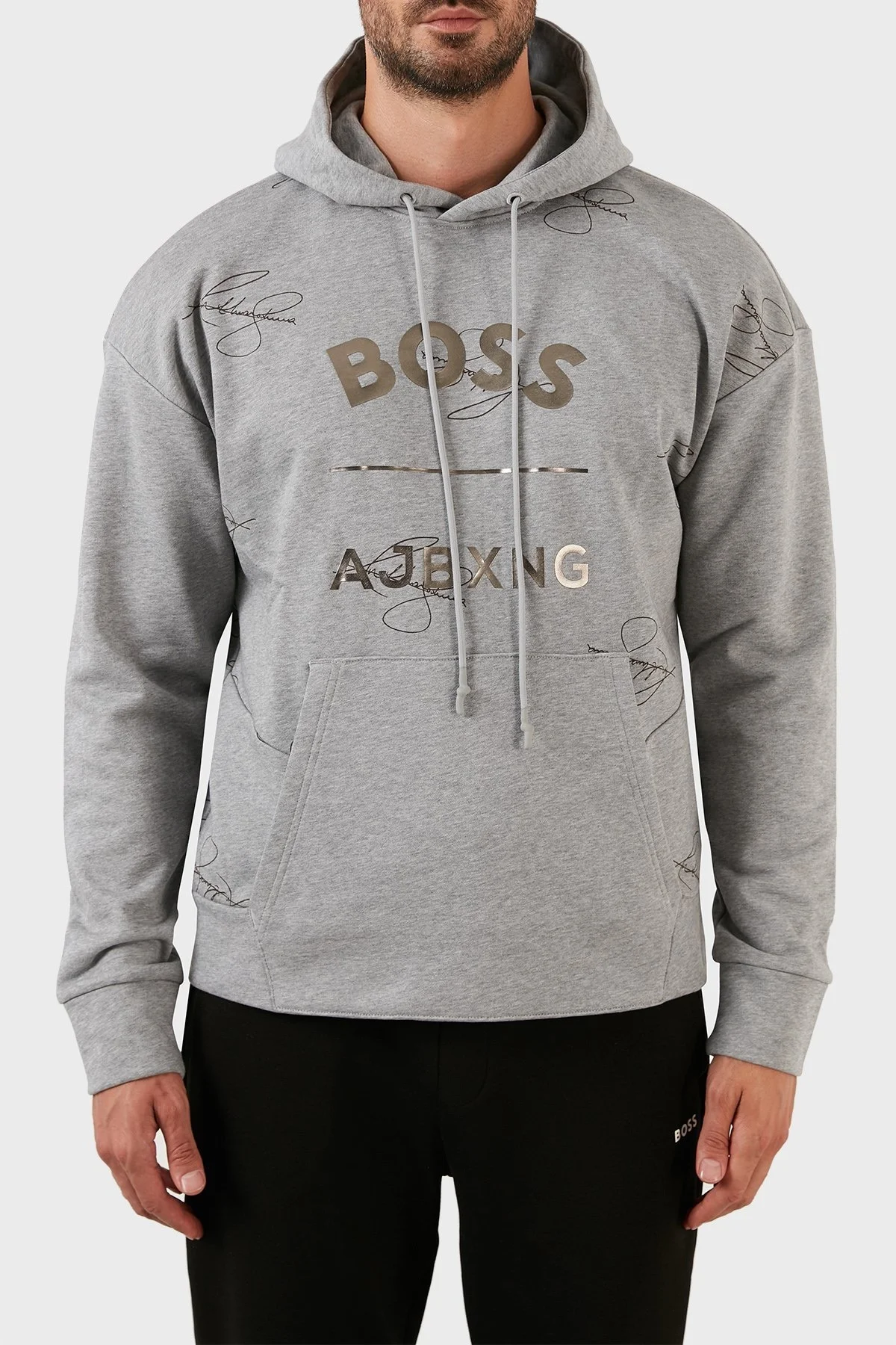 Boss Orgnaik Pamuklu Relaxed Fit Kapüşonlu Erkek Sweat 50476428 059 GRİ - 1