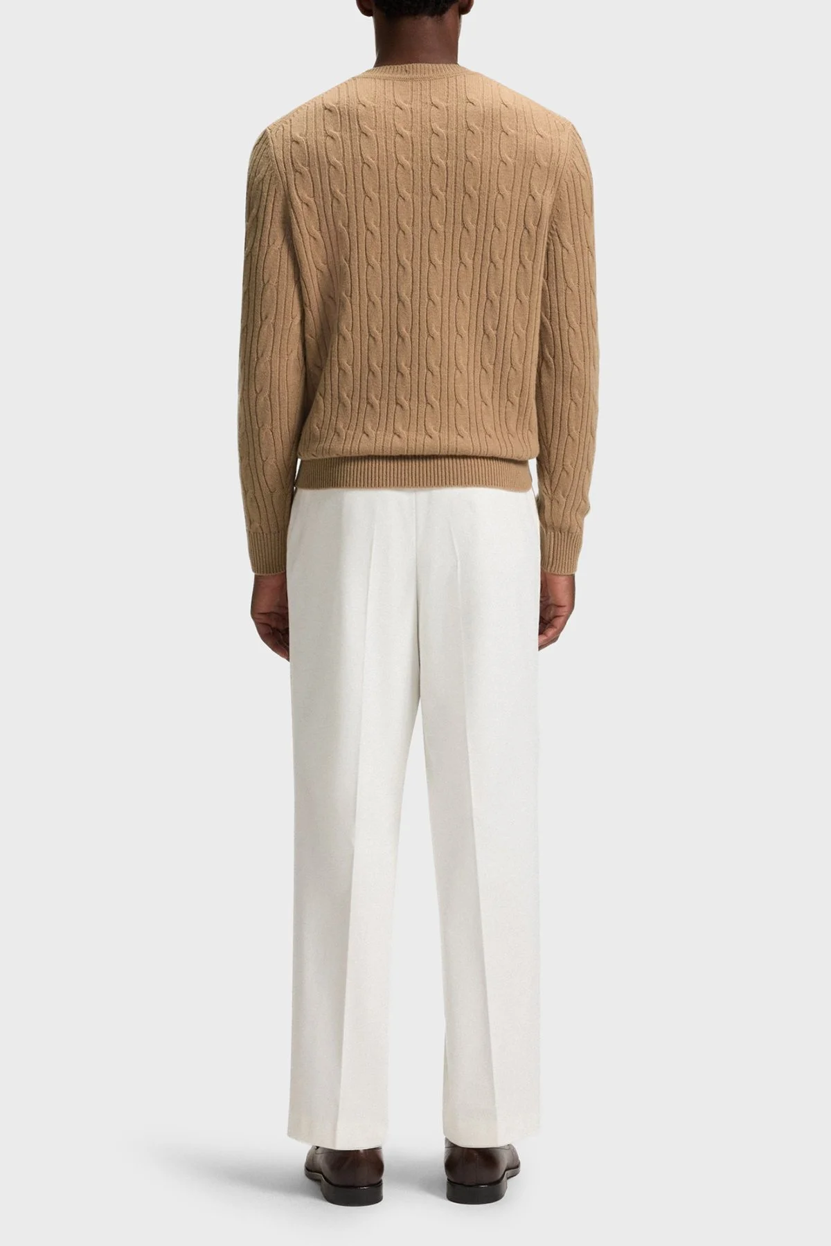 Boss Örgülü Yün ve Kaşmir Karışımlı Regular Fit Bisiklet Yaka Erkek Kazak 50549975 260 SÜTLÜ KAHVE - 3