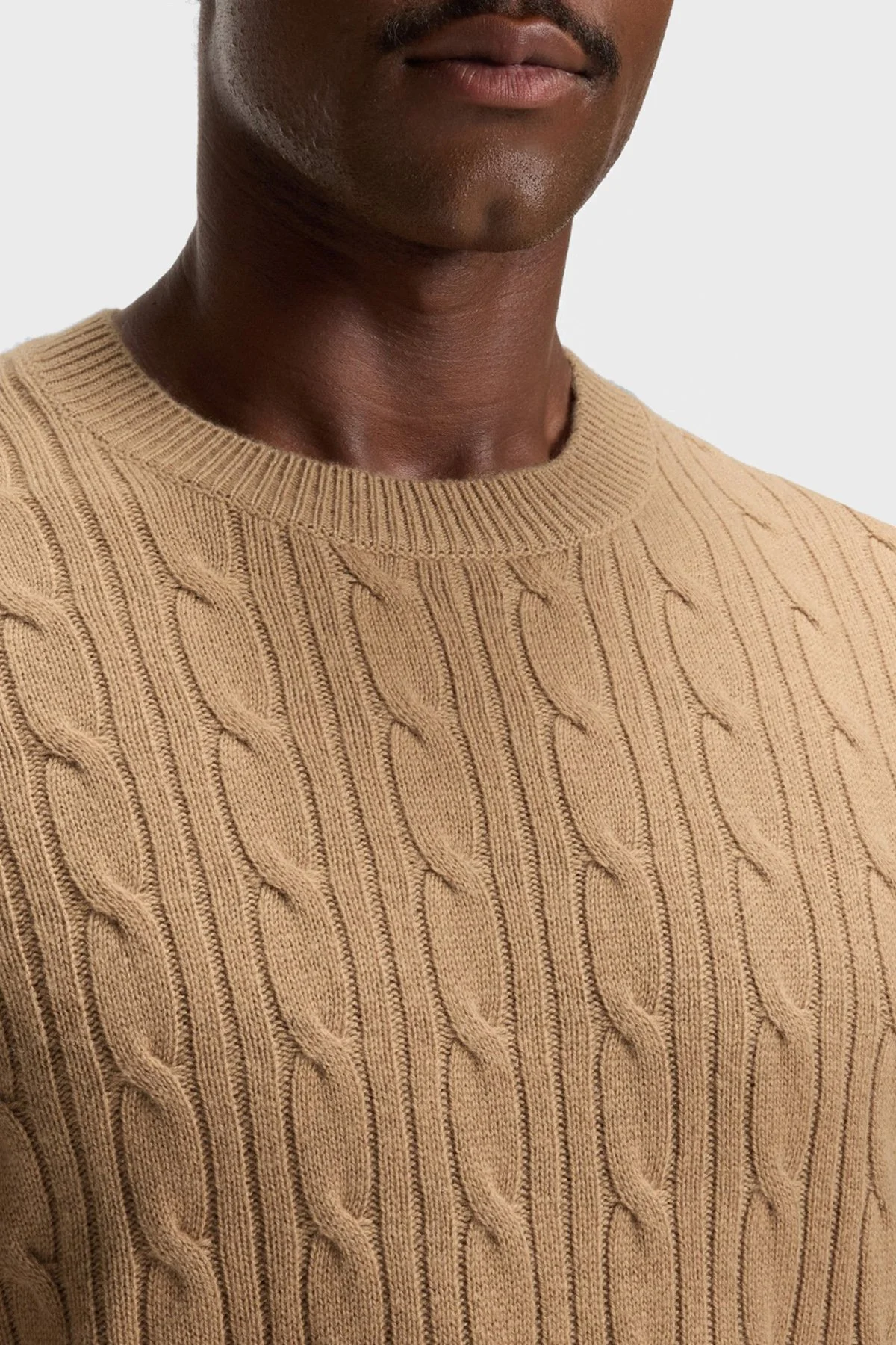 Boss Örgülü Yün ve Kaşmir Karışımlı Regular Fit Bisiklet Yaka Erkek Kazak 50549975 260 SÜTLÜ KAHVE - 4