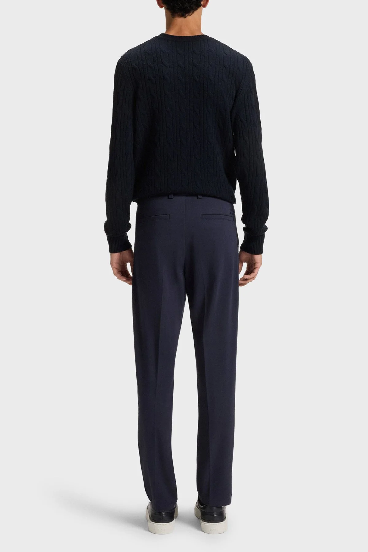 Boss Örgülü Yün ve Kaşmir Karışımlı Regular Fit Bisiklet Yaka Erkek Kazak 50549975 404 LACİVERT - 3