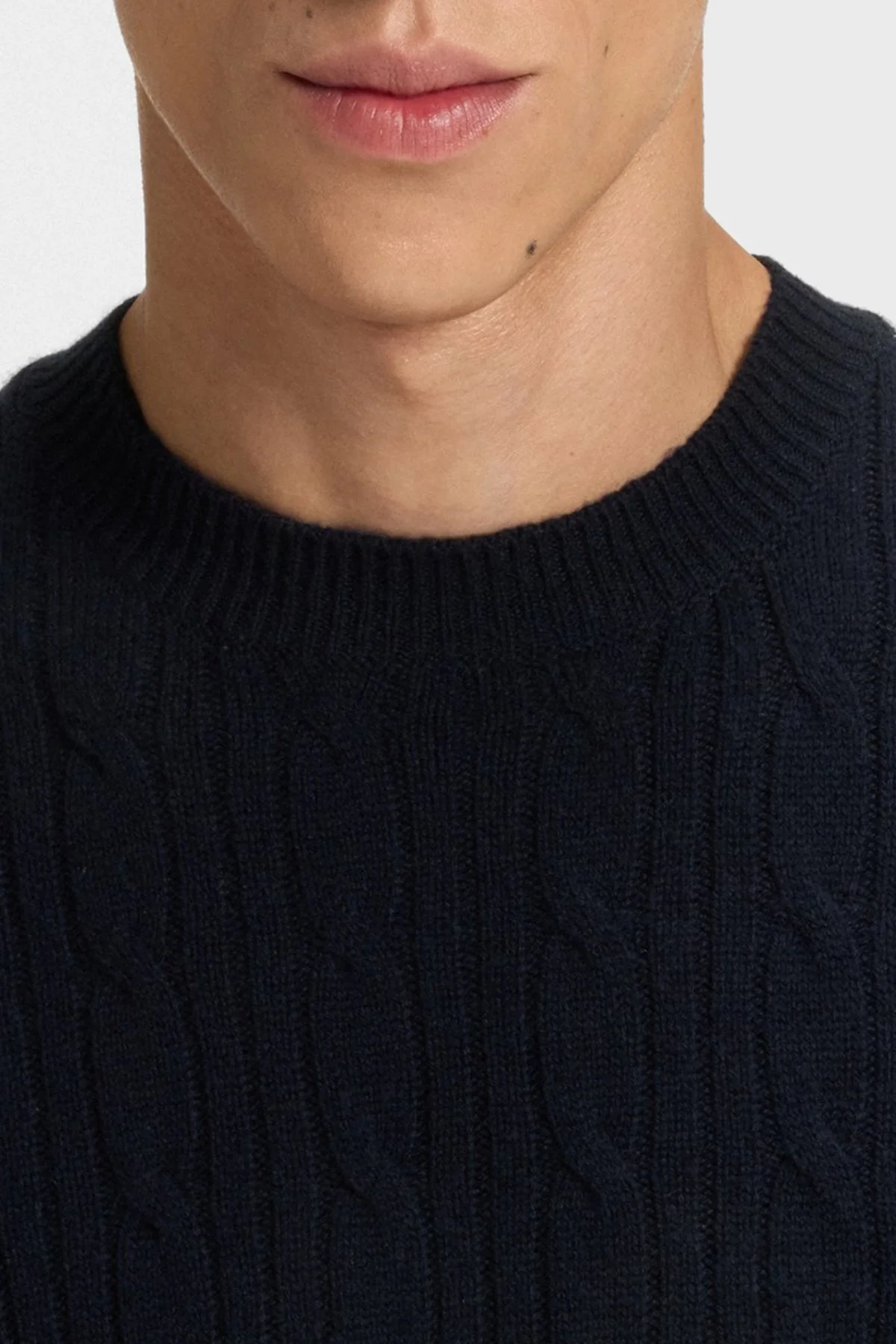 Boss Örgülü Yün ve Kaşmir Karışımlı Regular Fit Bisiklet Yaka Erkek Kazak 50549975 404 LACİVERT - 4