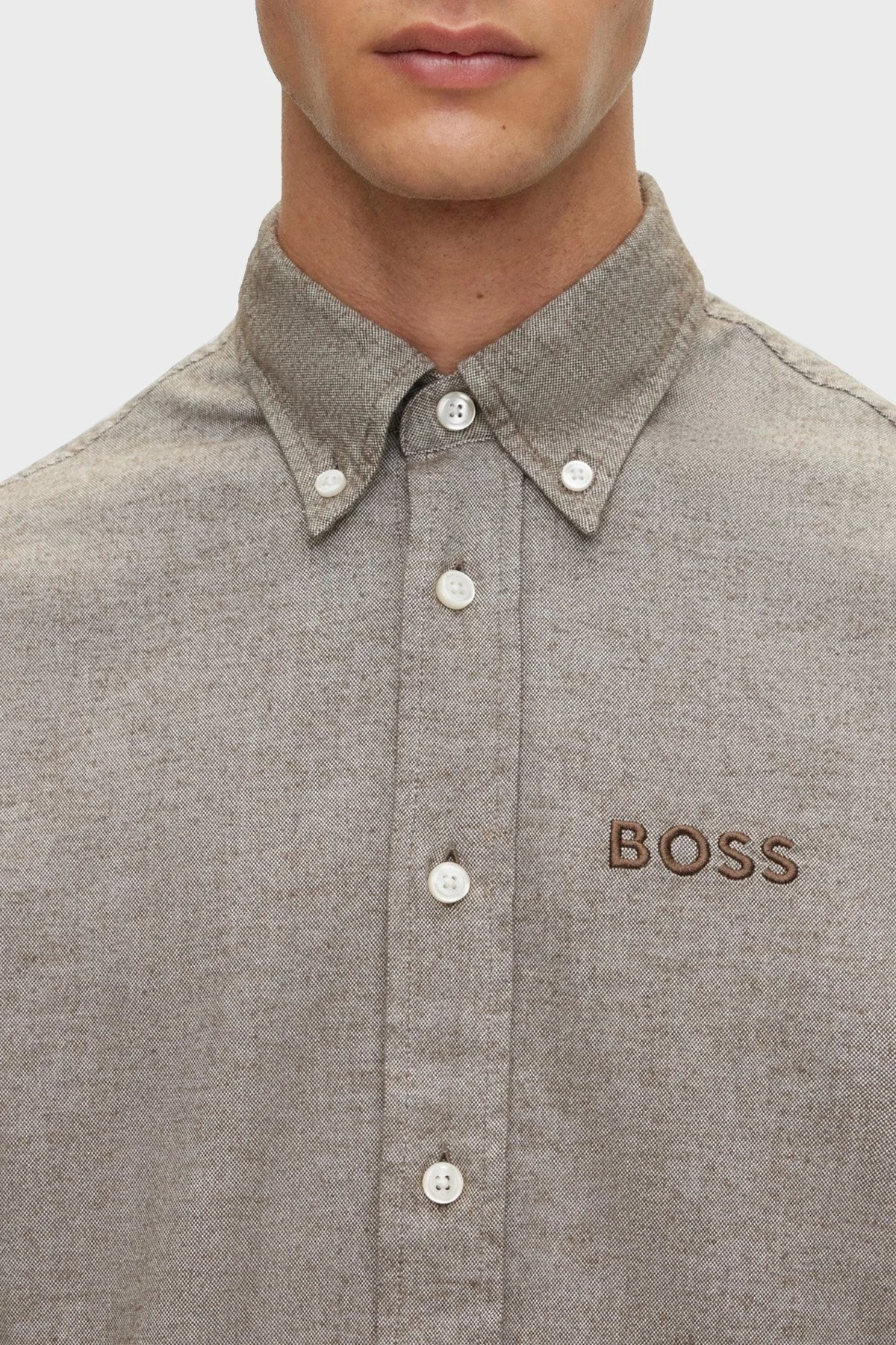 Boss Oxford Pamuklu Düğmeli Yaka Relaxed Fit Erkek Gömlek 50503257 361 GRİ - 2