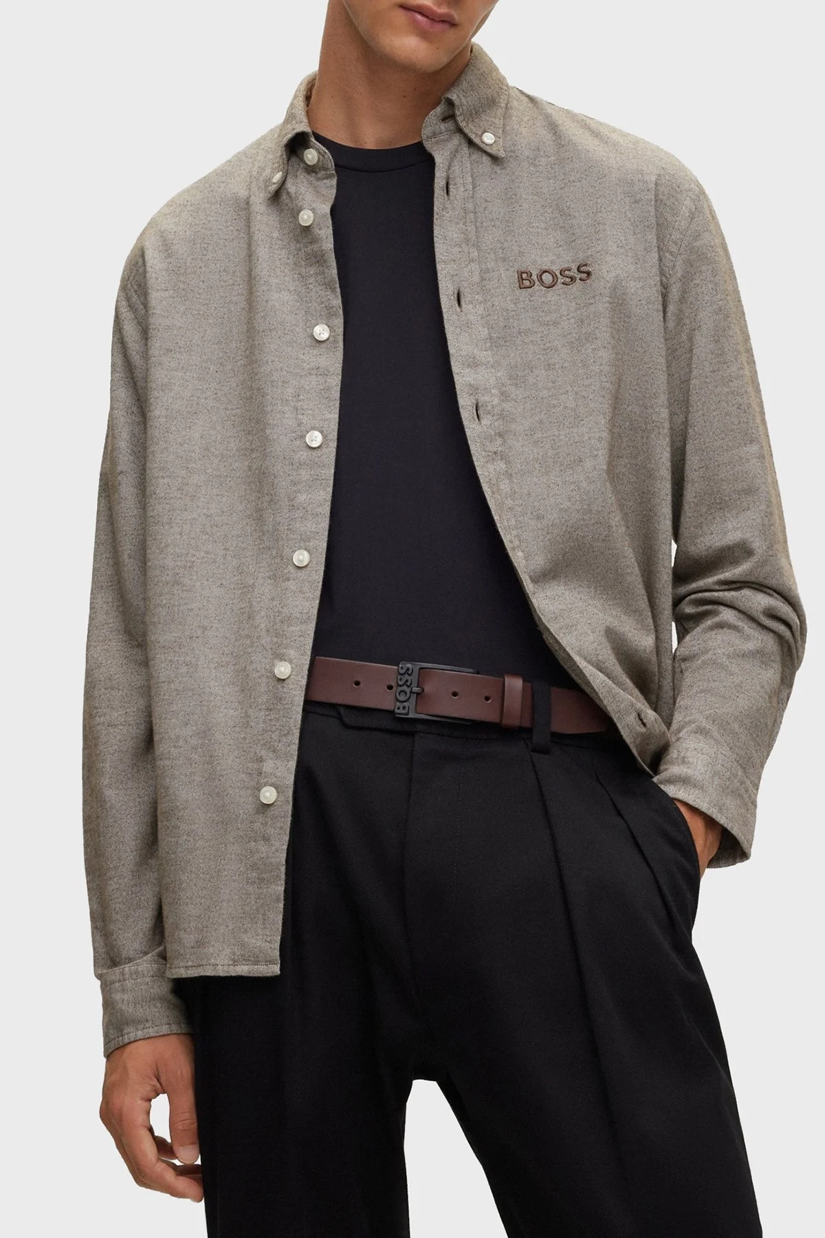 Boss Oxford Pamuklu Düğmeli Yaka Relaxed Fit Erkek Gömlek 50503257 361 GRİ - 5