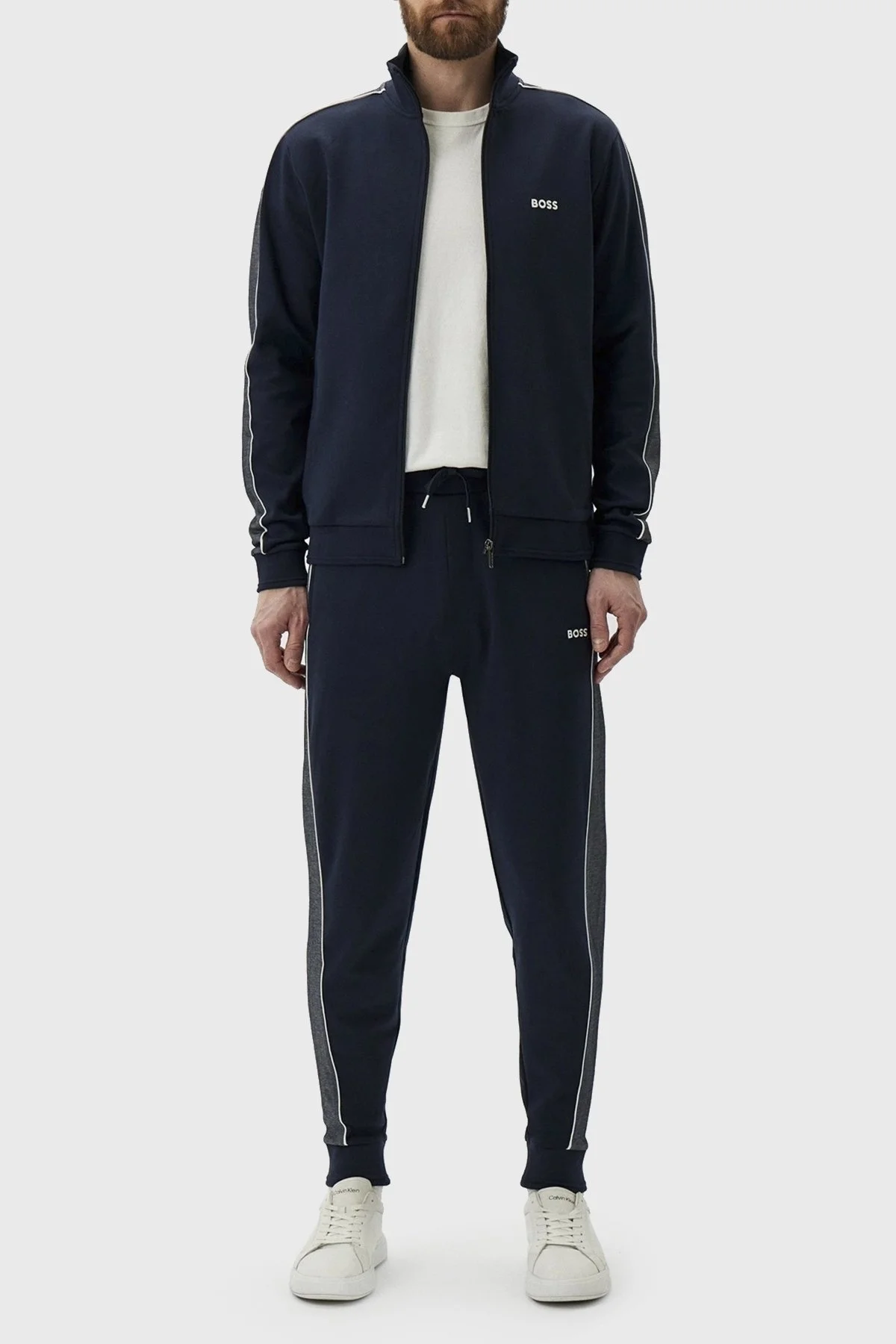 Boss Pamuk Karışımlı Fermuarlı Regular Fit Erkek Eşofman Takımı 50511040 403 LACİVERT - 1