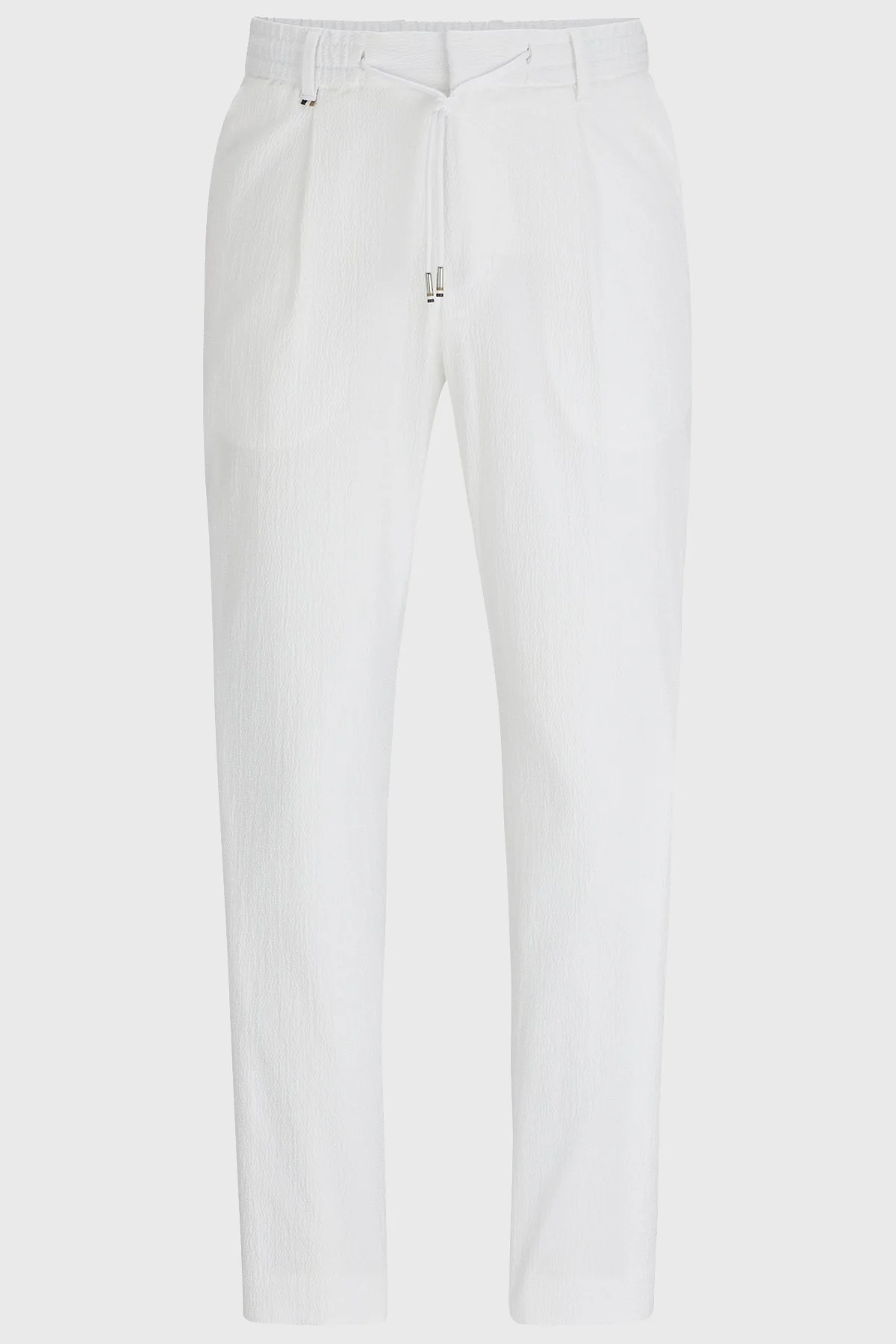 Boss Pamuk Karışımlı Gofre Kumaştan Relaxed Fit Erkek Pantolon 50514668 100 BEYAZ - 11