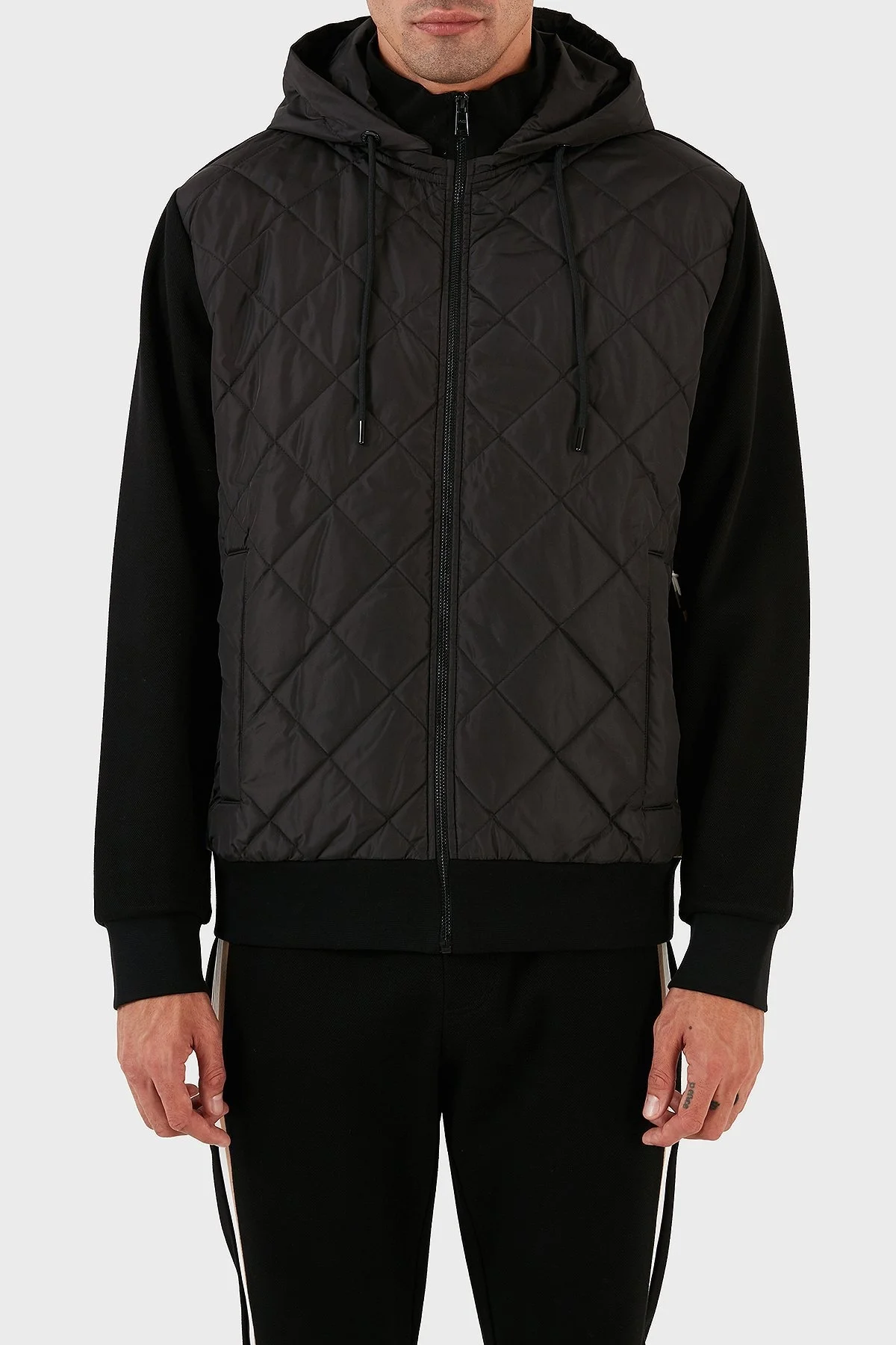 Boss Pamuk Karışımlı Kapüşonlu Fermuarlı Regular Fit Erkek Sweat 50494631 001 SİYAH - 1