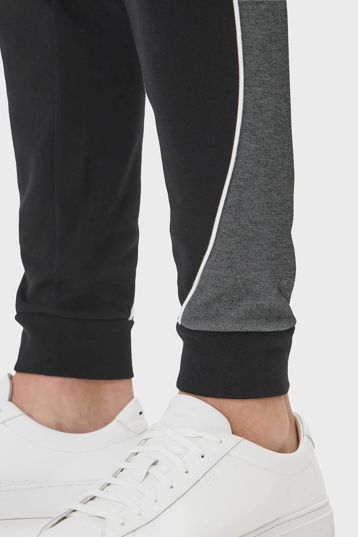 Boss Pamuk Karışımlı Kontrast Lastikli Paça Erkek Pantolon 50554794 001 SİYAH - 5