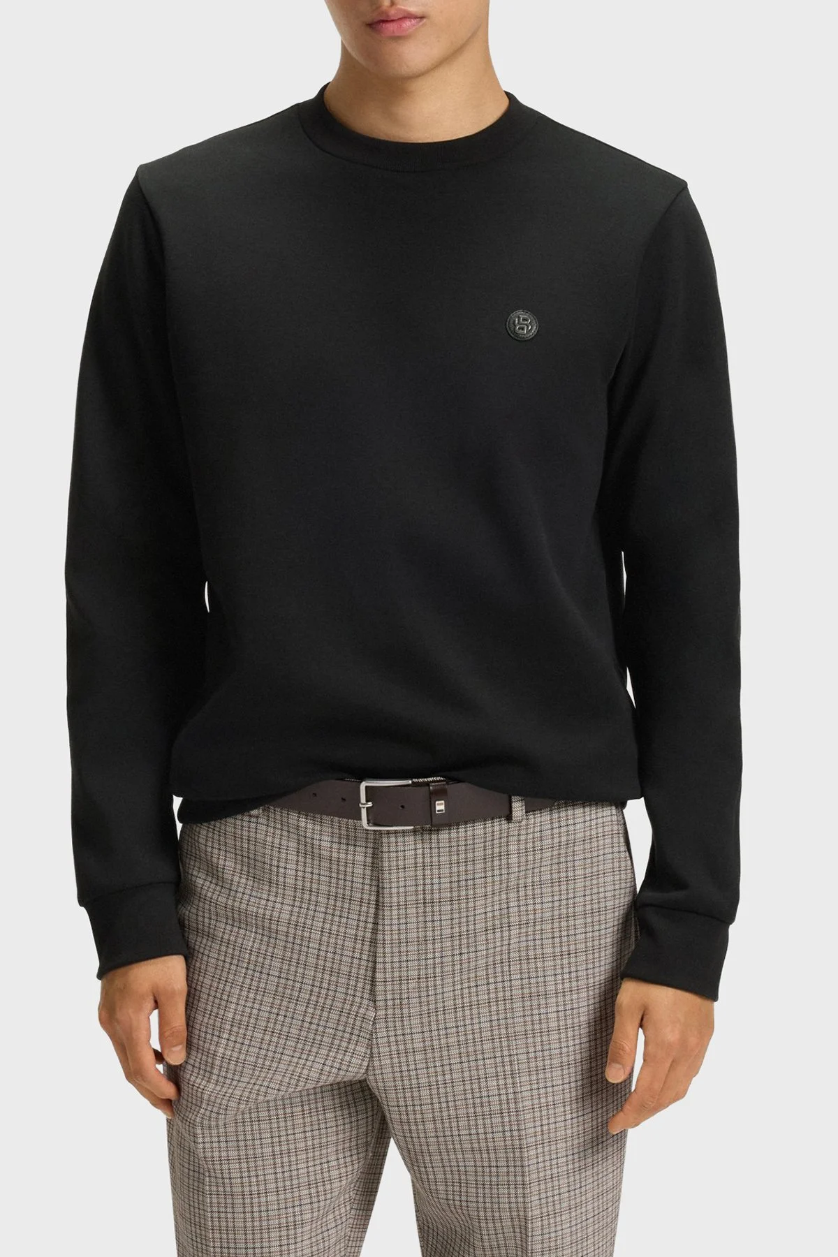 Boss Pamuk Karışımlı Regular Fit Bisiklet Yaka Erkek Sweat 50520302 002 SİYAH - 1