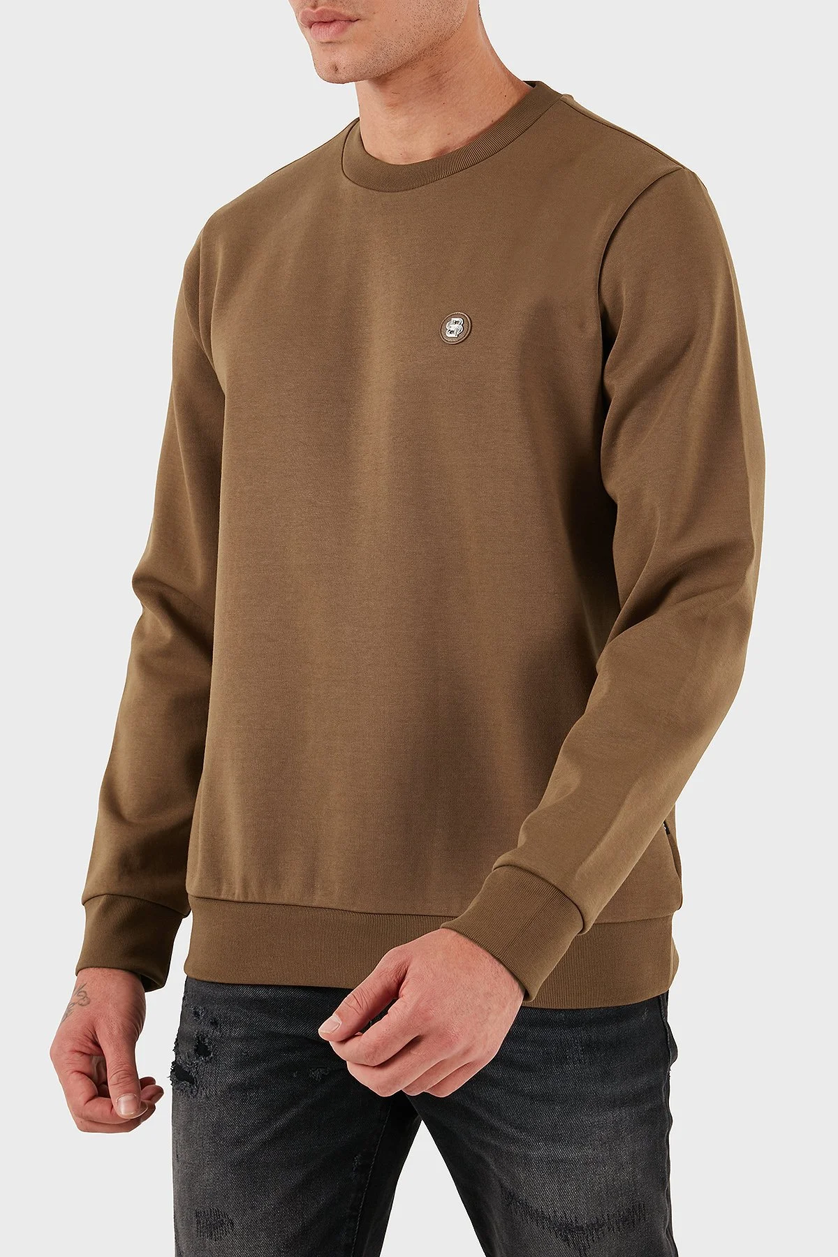 Boss Pamuk Karışımlı Regular Fit Bisiklet Yaka Erkek Sweat 50520302 217 KAHVE - 1