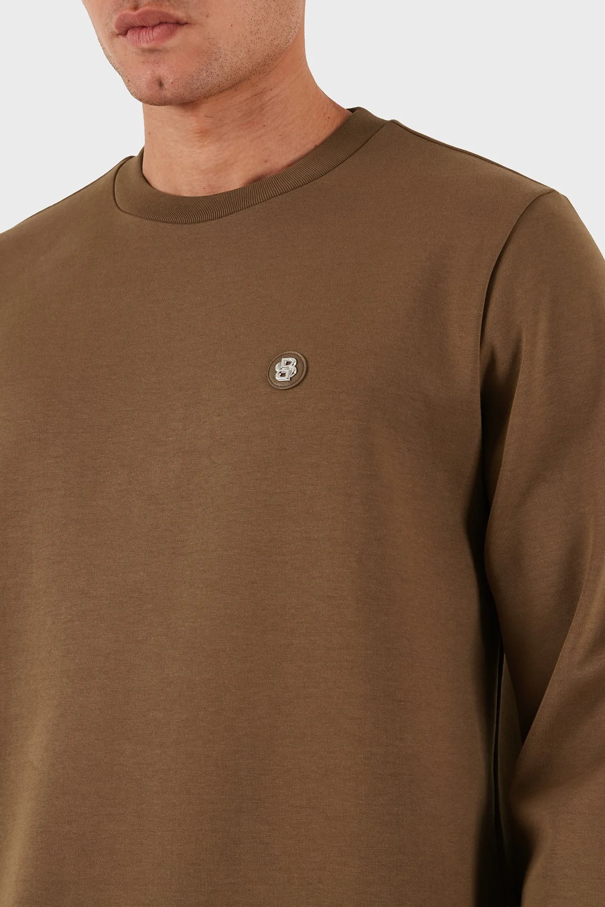 Boss Pamuk Karışımlı Regular Fit Bisiklet Yaka Erkek Sweat 50520302 217 KAHVE - 6