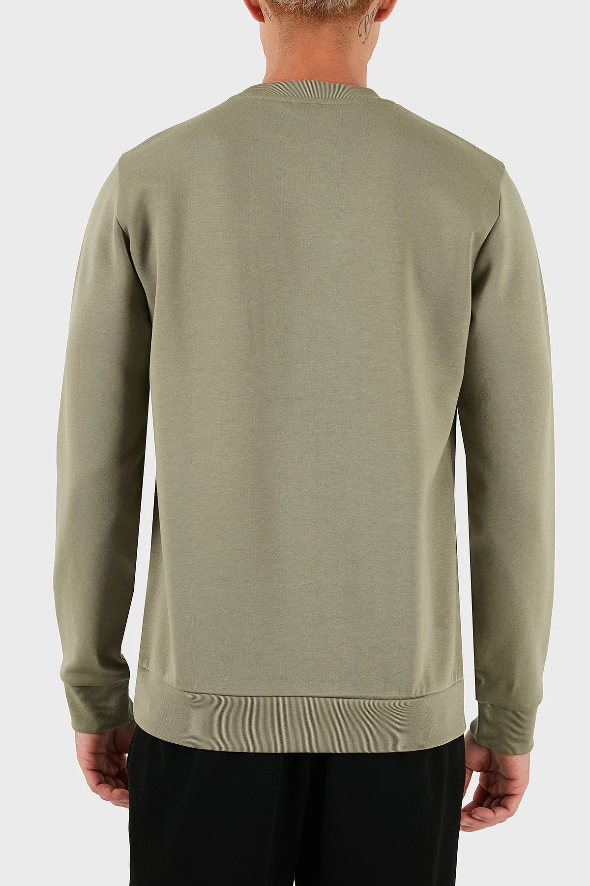 Boss Pamuk Karışımlı Regular Fit Bisiklet Yaka Erkek Sweat 50520302 245 HAKİ - 3