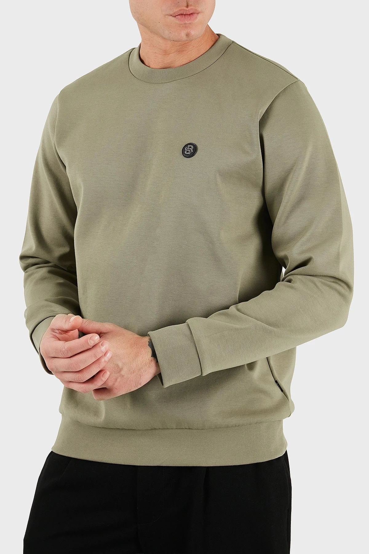 Boss Pamuk Karışımlı Regular Fit Bisiklet Yaka Erkek Sweat 50520302 245 HAKİ - 5