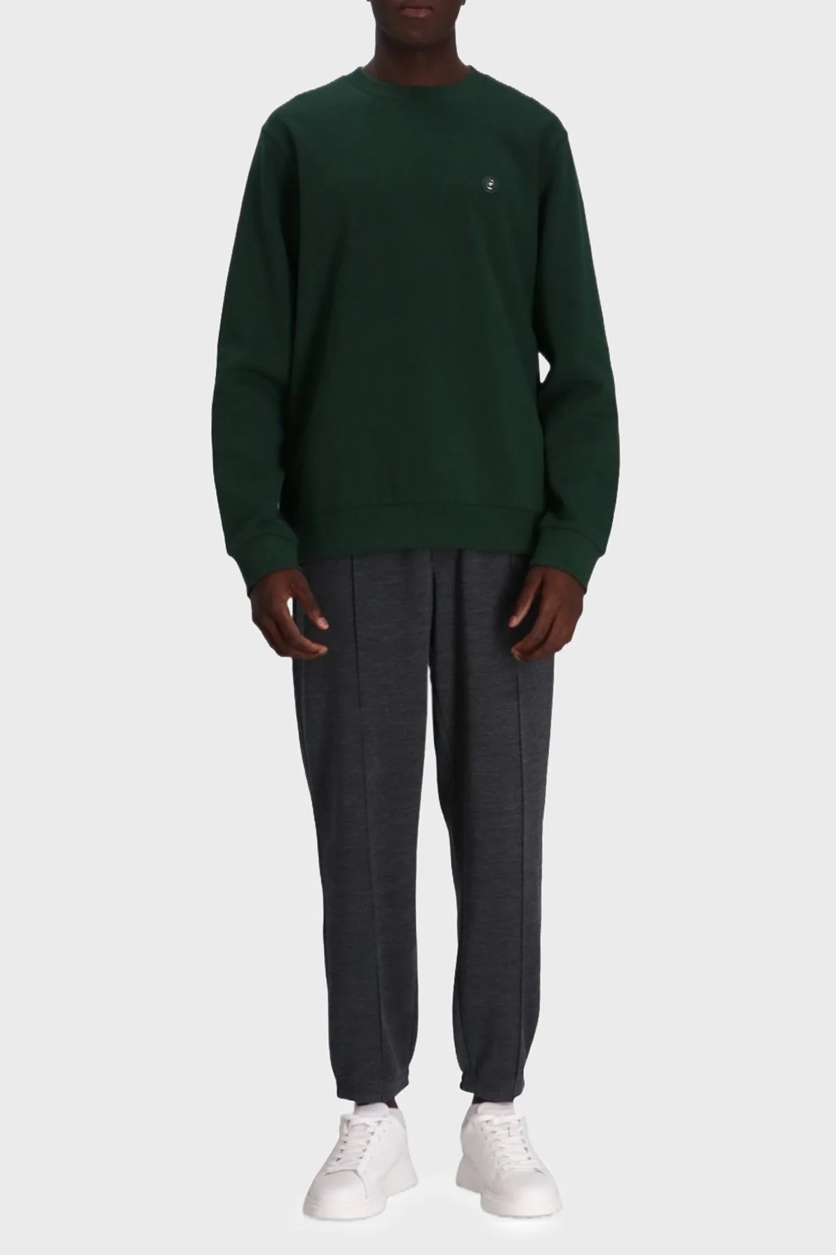 Boss Pamuk Karışımlı Regular Fit Bisiklet Yaka Erkek Sweat 50520302 385 YEŞİL - 1