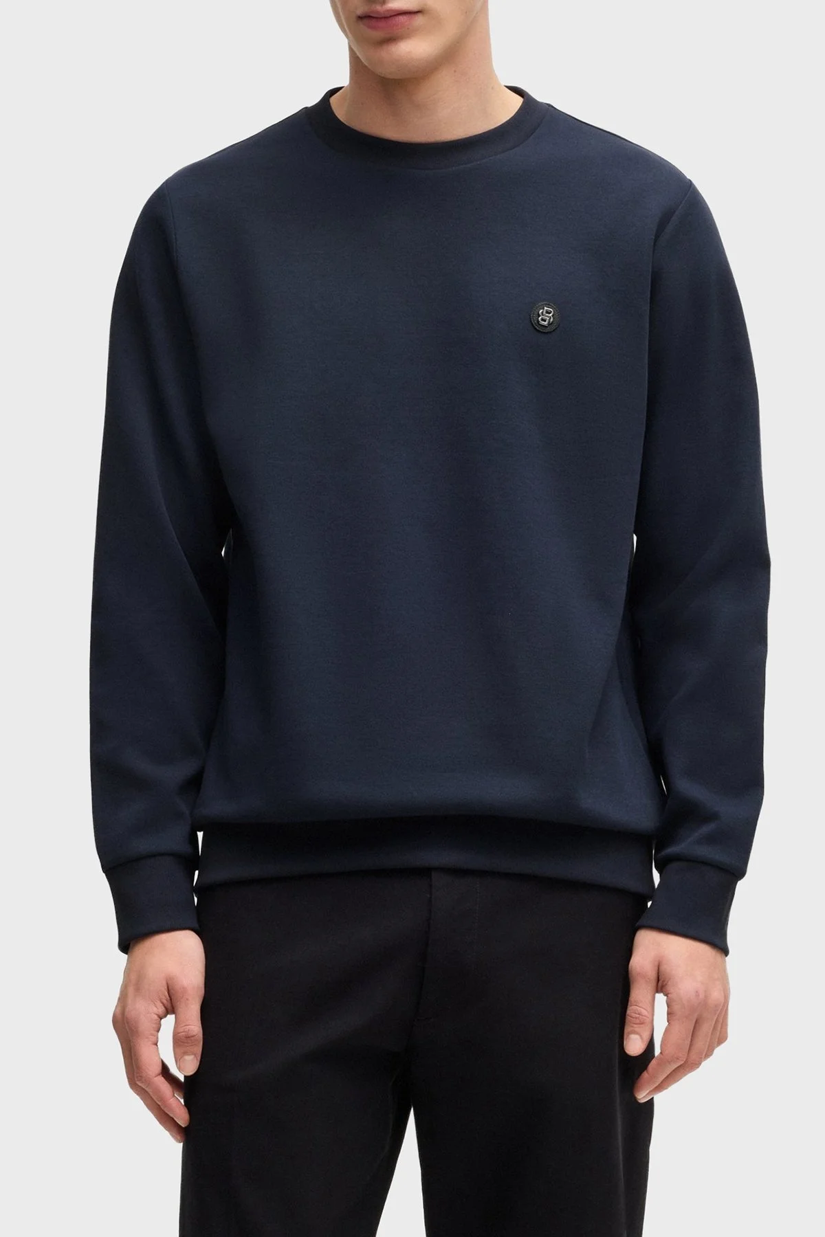 Boss Pamuk Karışımlı Regular Fit Bisiklet Yaka Erkek Sweat 50520302 404 LACİVERT - 1