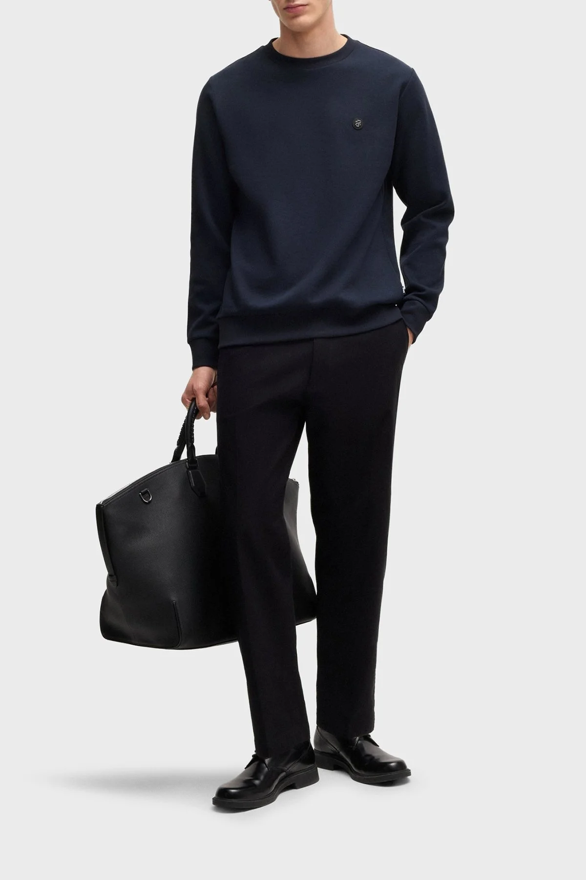 Boss Pamuk Karışımlı Regular Fit Bisiklet Yaka Erkek Sweat 50520302 404 LACİVERT - 2