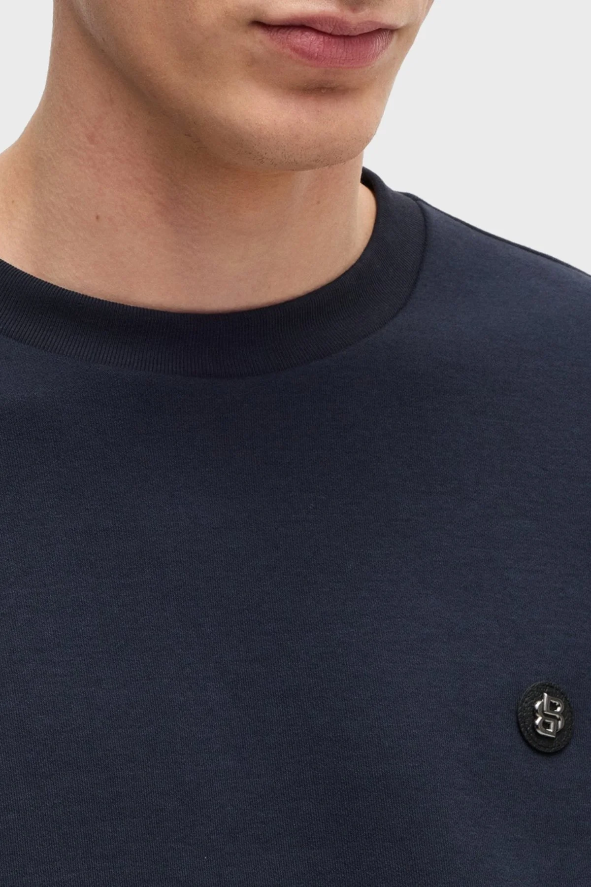 Boss Pamuk Karışımlı Regular Fit Bisiklet Yaka Erkek Sweat 50520302 404 LACİVERT - 4