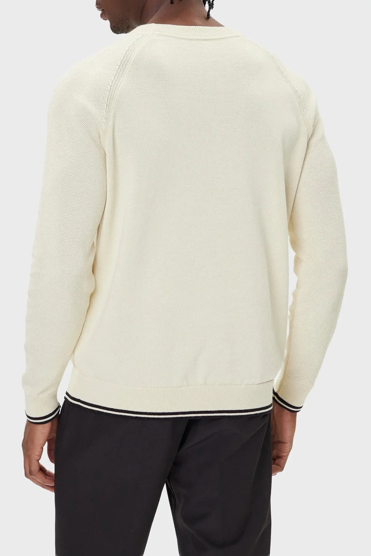 Boss Pamuk Karışımlı Regular Fit Bisiklet Yaka Logolu Erkek Kazak 50541938 131 KREM - 3