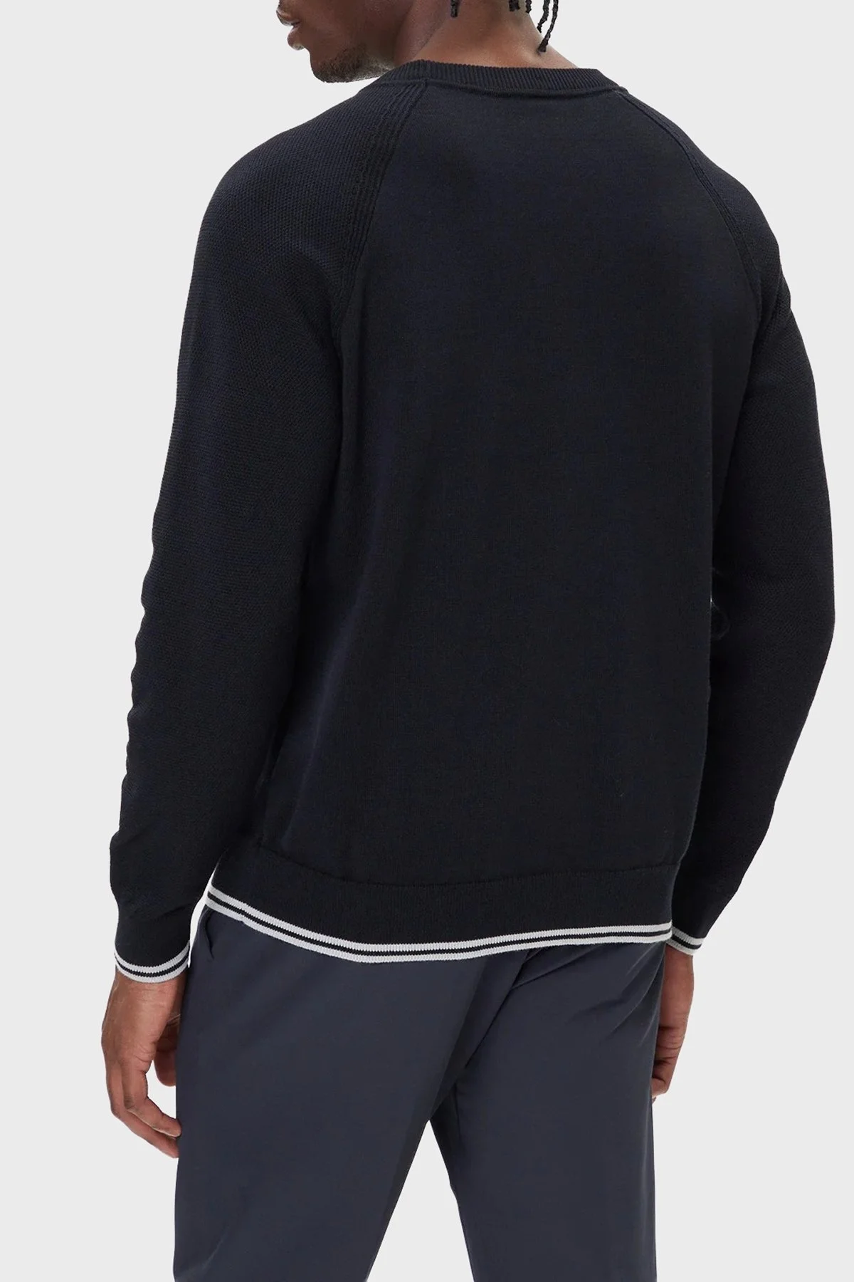 Boss Pamuk Karışımlı Regular Fit Bisiklet Yaka Logolu Erkek Kazak 50541938 402 LACİVERT - 3