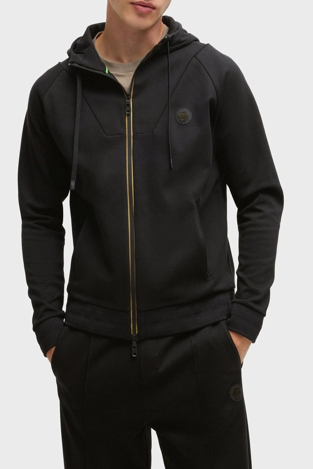 Boss Pamuk Karışımlı Regular Fit Kapüşonlu Fermuarlı Erkek Sweat 50530969 001 SİYAH - 1