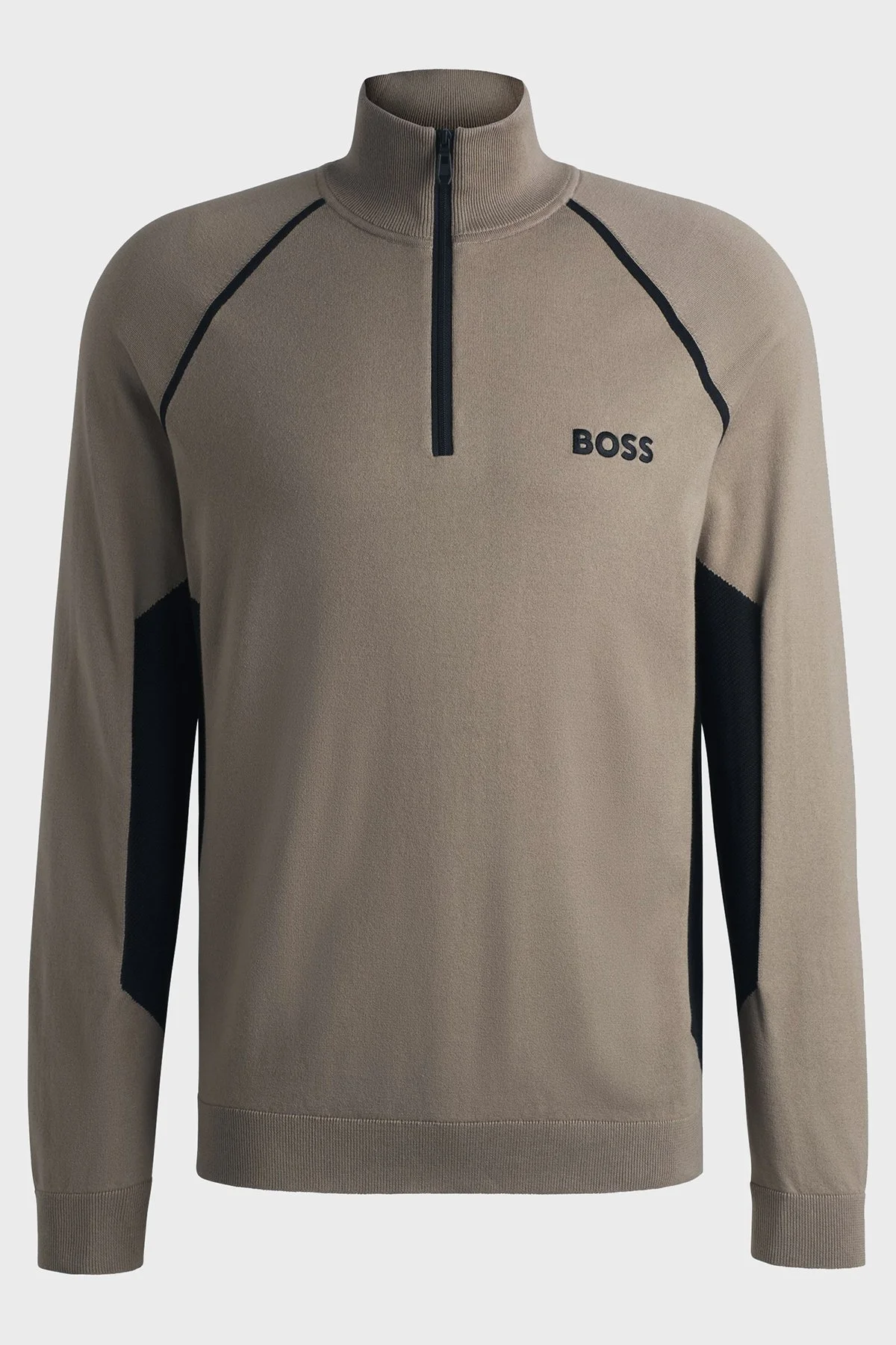 Boss Pamuk Karışımlı Regular Fit Yarım Fermuarlı Dik Yaka Erkek Kazak 50519377 334 KAHVE - 5