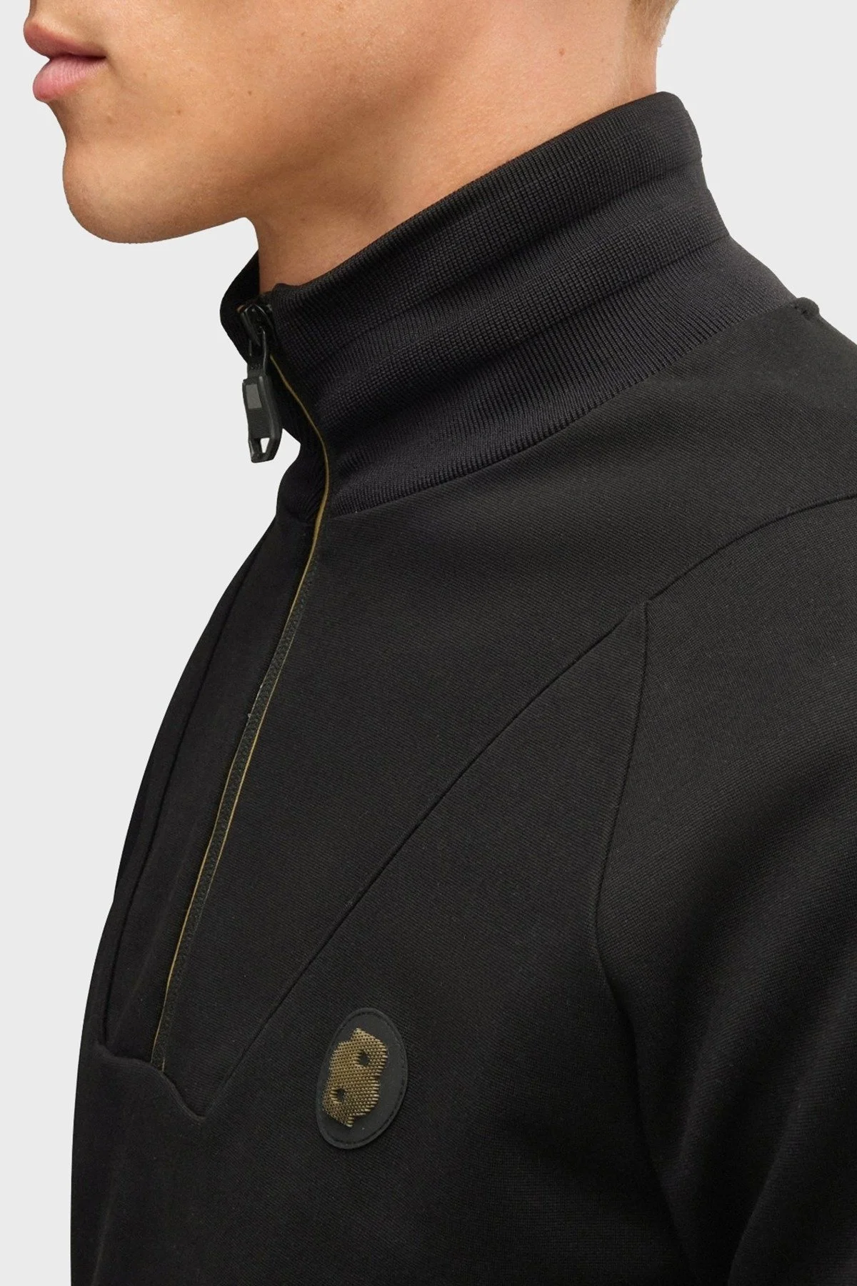 Boss Pamuk Karışımlı Regular Fit Yarım Fermuarlı Dik Yaka Erkek Sweat 50530978 001 SİYAH - 4