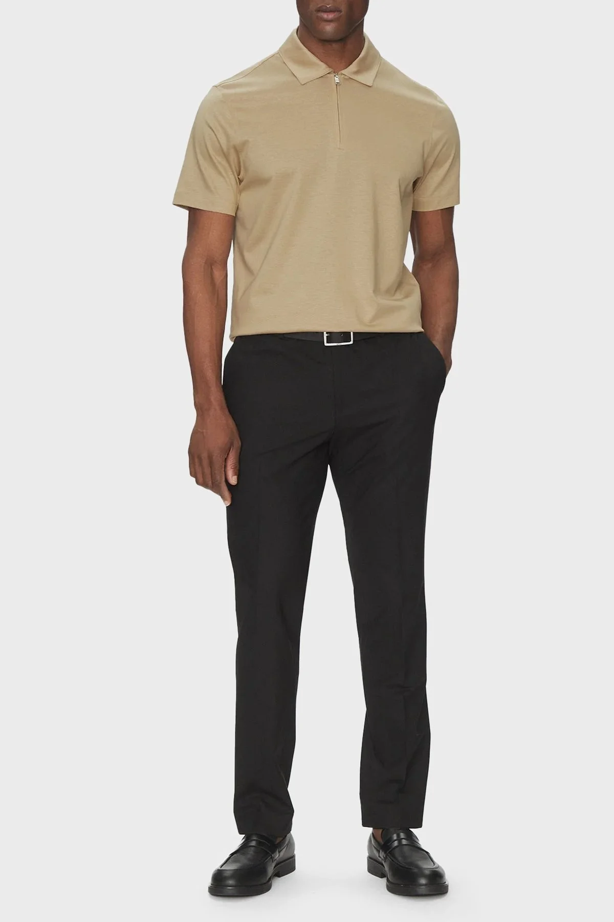 Boss Pamuk Karışımlı Regular Fit Yarım Fermuarlı Erkek Polo Yaka T Shirt 50537954 275 BEJ - 2