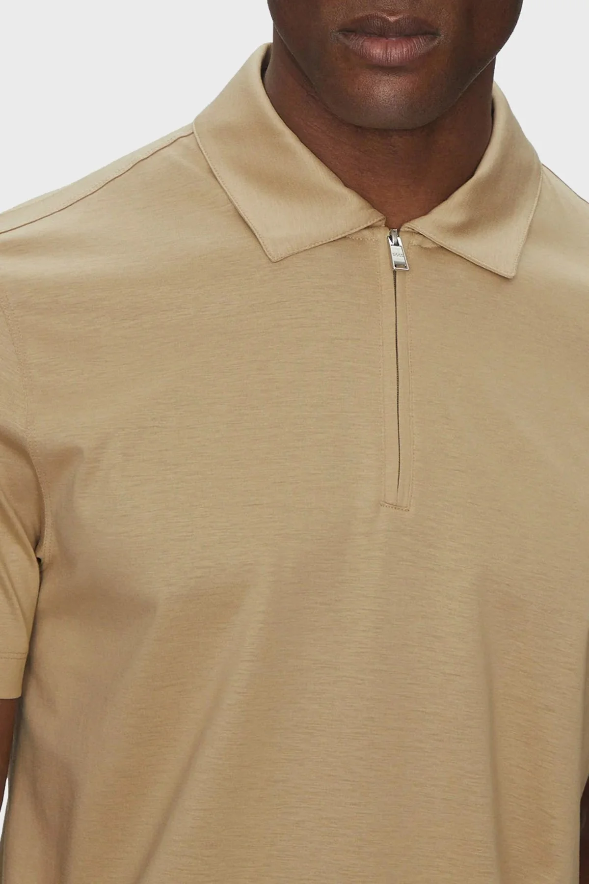 Boss Pamuk Karışımlı Regular Fit Yarım Fermuarlı Erkek Polo Yaka T Shirt 50537954 275 BEJ - 4