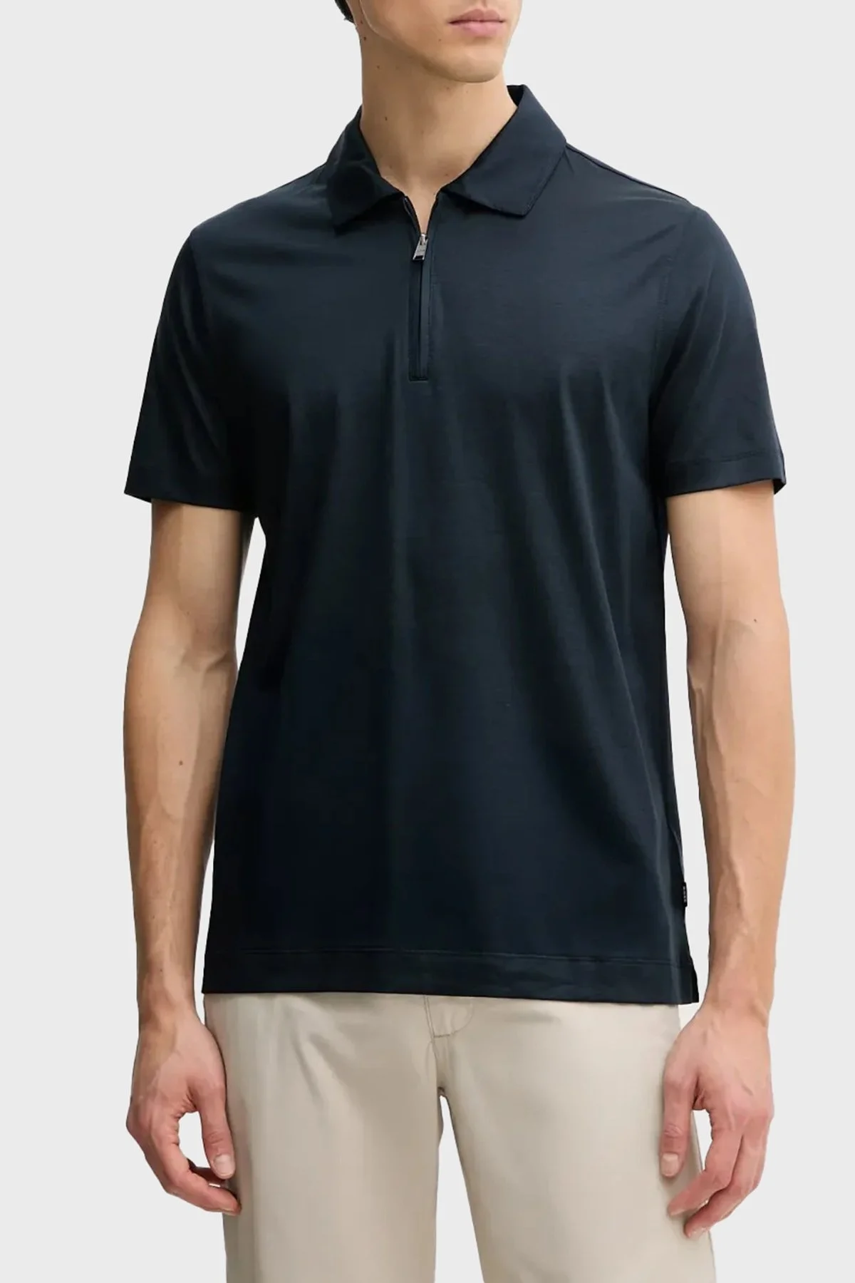 Boss Pamuk Karışımlı Regular Fit Yarım Fermuarlı Erkek Polo Yaka T Shirt 50537954 404 LACİVERT - 1