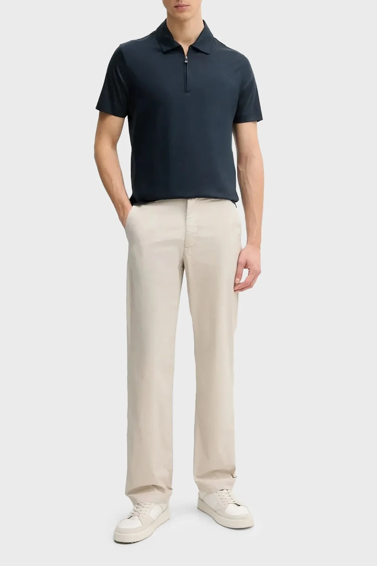 Boss Pamuk Karışımlı Regular Fit Yarım Fermuarlı Erkek Polo Yaka T Shirt 50537954 404 LACİVERT - 2