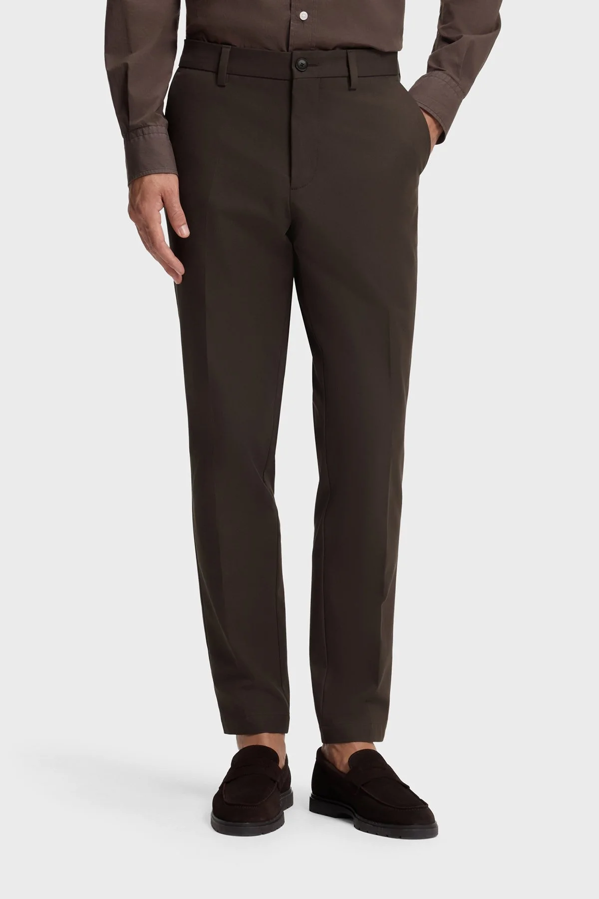 Boss Pamuk Karışımlı Slim Fit Daralan Paça Erkek Pantolon 50543945 209 Kahve - 1