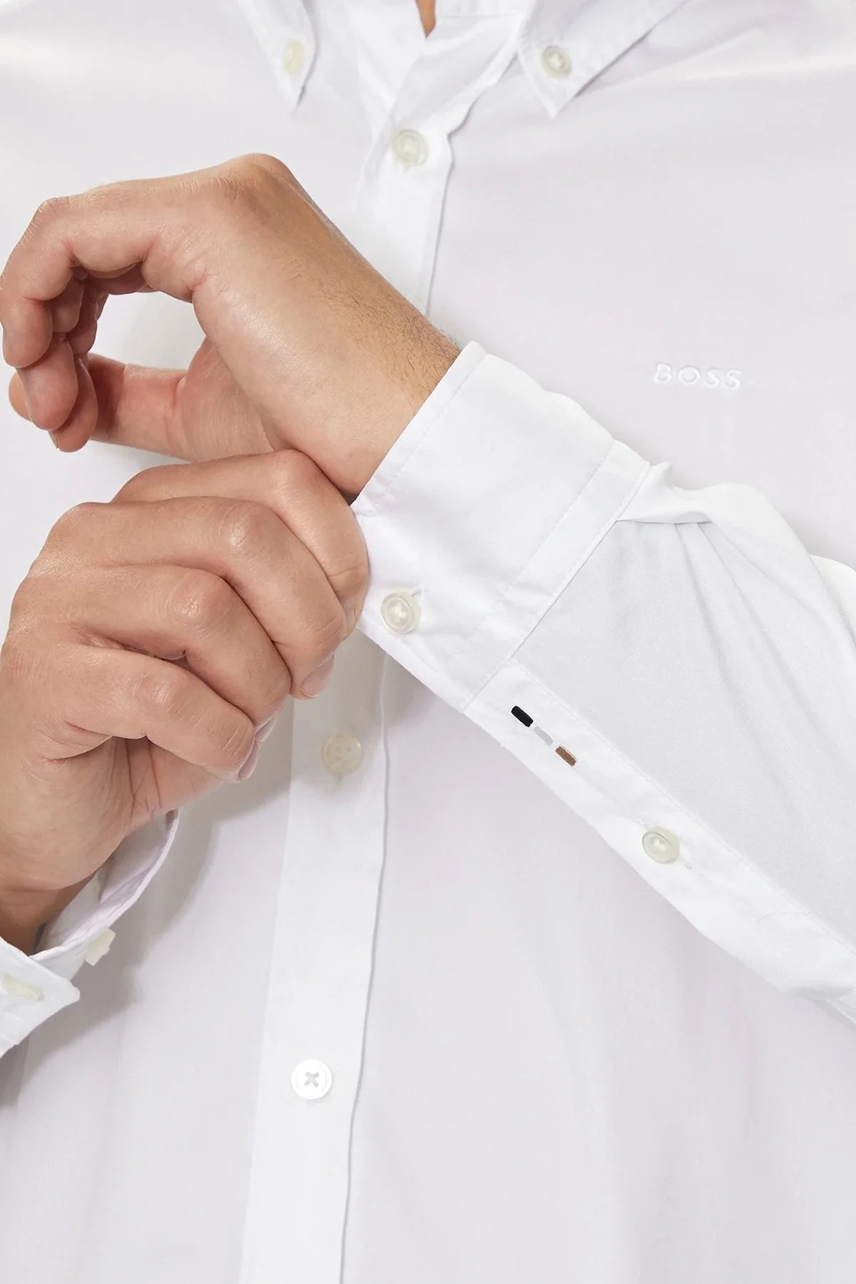 Boss Pamuk Karışımlı Slim Fit Logolu Erkek Gömlek 50520291 100 BEYAZ - 5