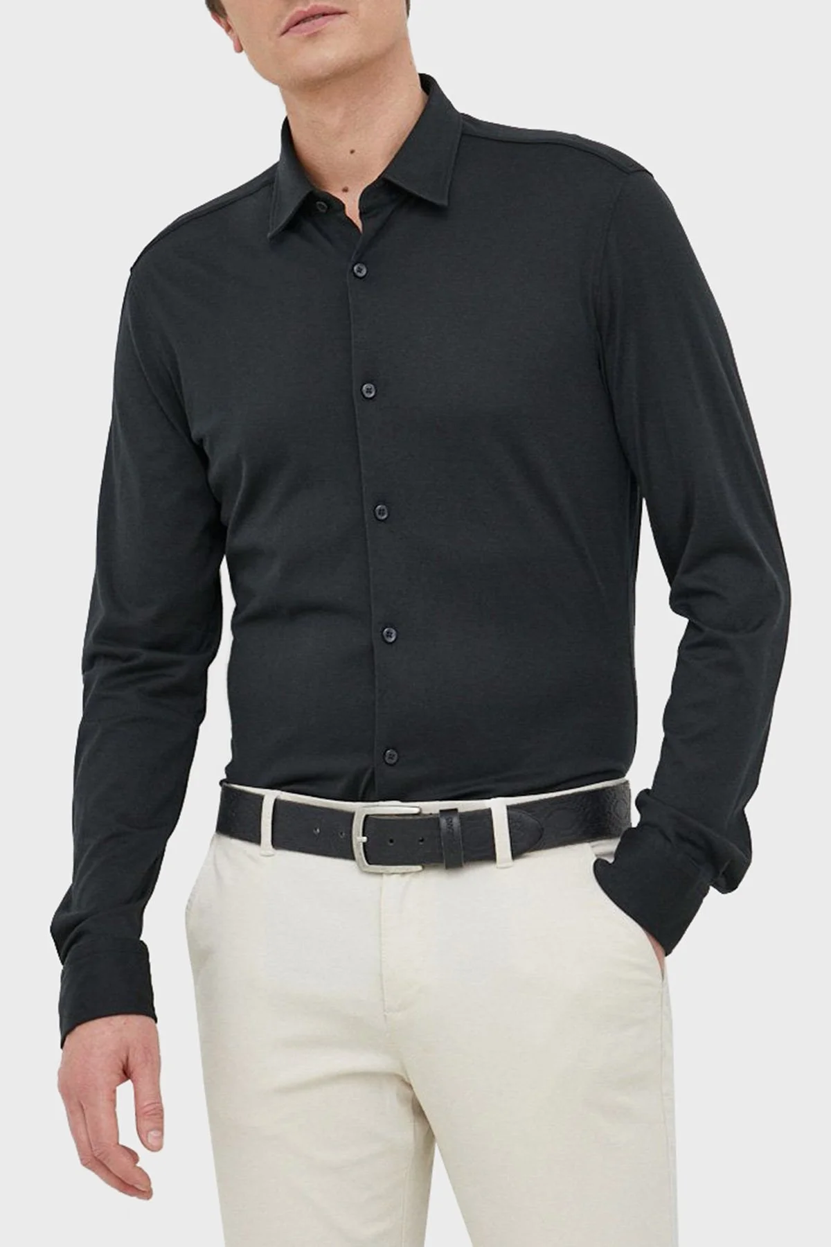 Boss Pamuk Karışımlı Uzun Kollu Slim Fit Erkek Gömlek 50483978 001 SİYAH - 1