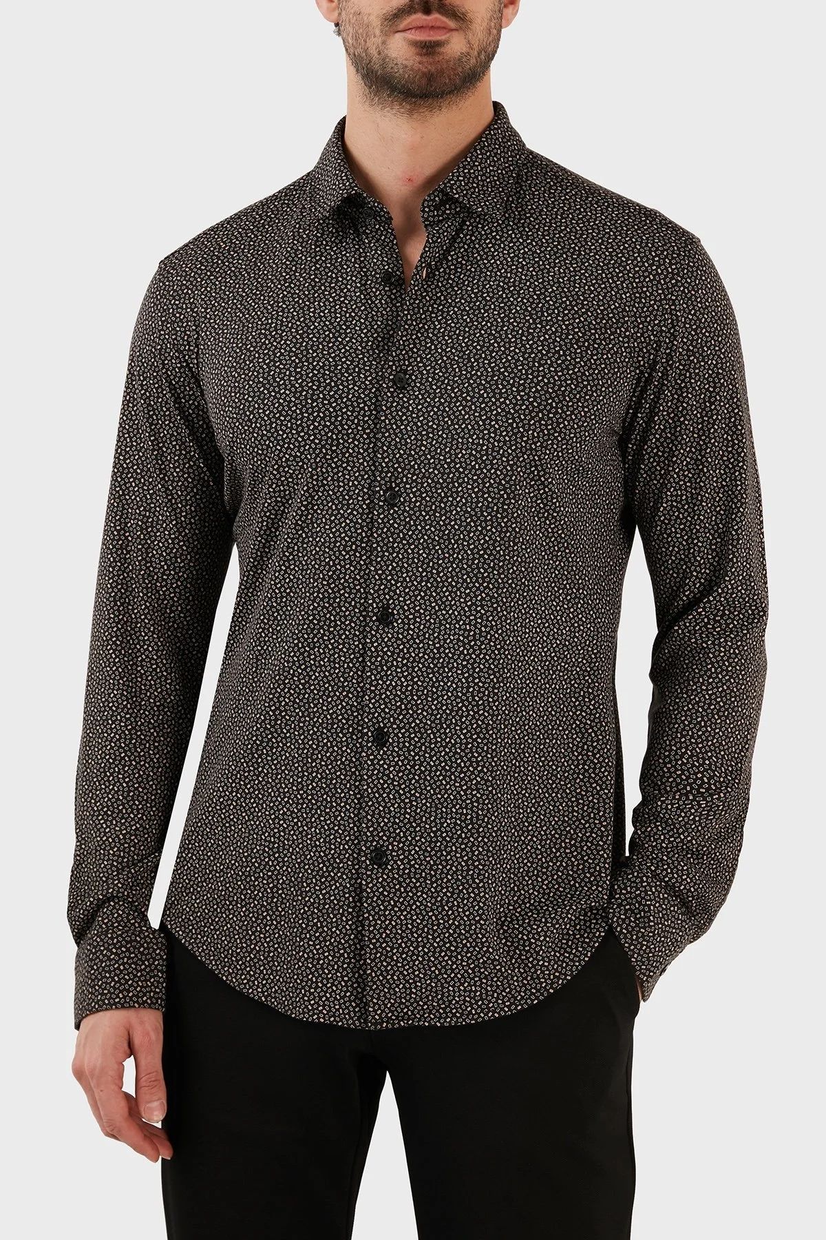Boss Pamuk Karışımlı Uzun Kollu Slim Fit Erkek Gömlek 50483978 002 SİYAH - 6
