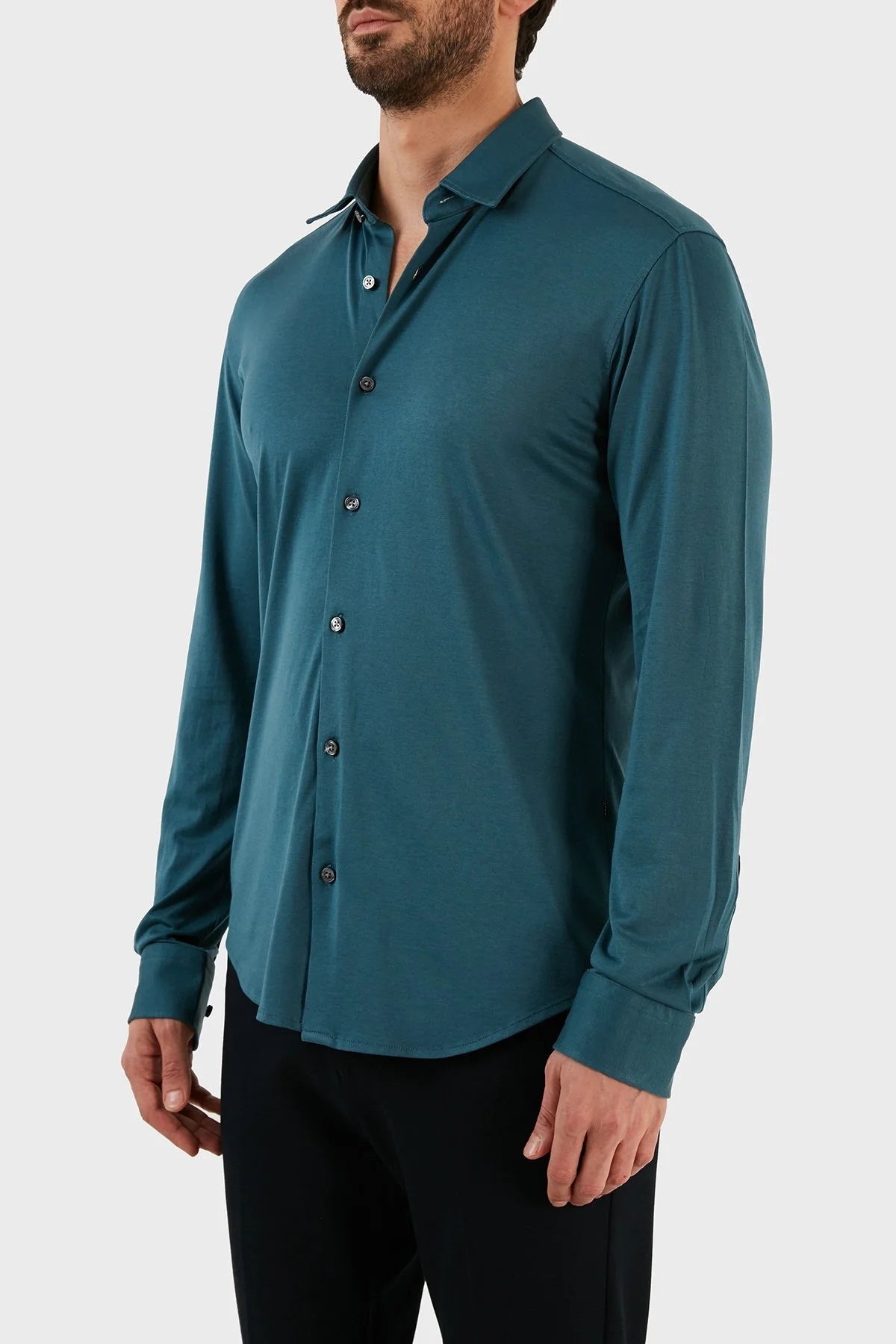 Boss Pamuk Karışımlı Uzun Kollu Slim Fit Erkek Gömlek 50483978 445 PETROL - 2