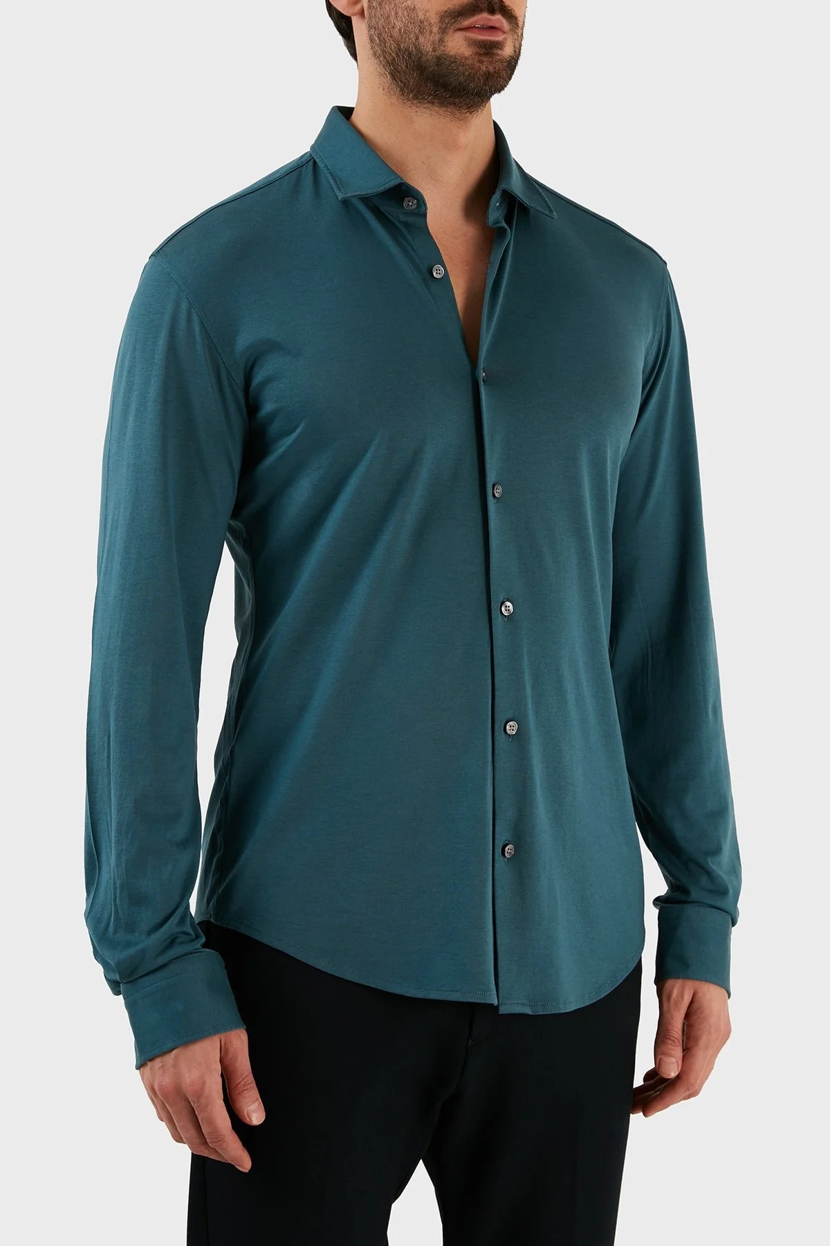 Boss Pamuk Karışımlı Uzun Kollu Slim Fit Erkek Gömlek 50483978 445 PETROL - 3