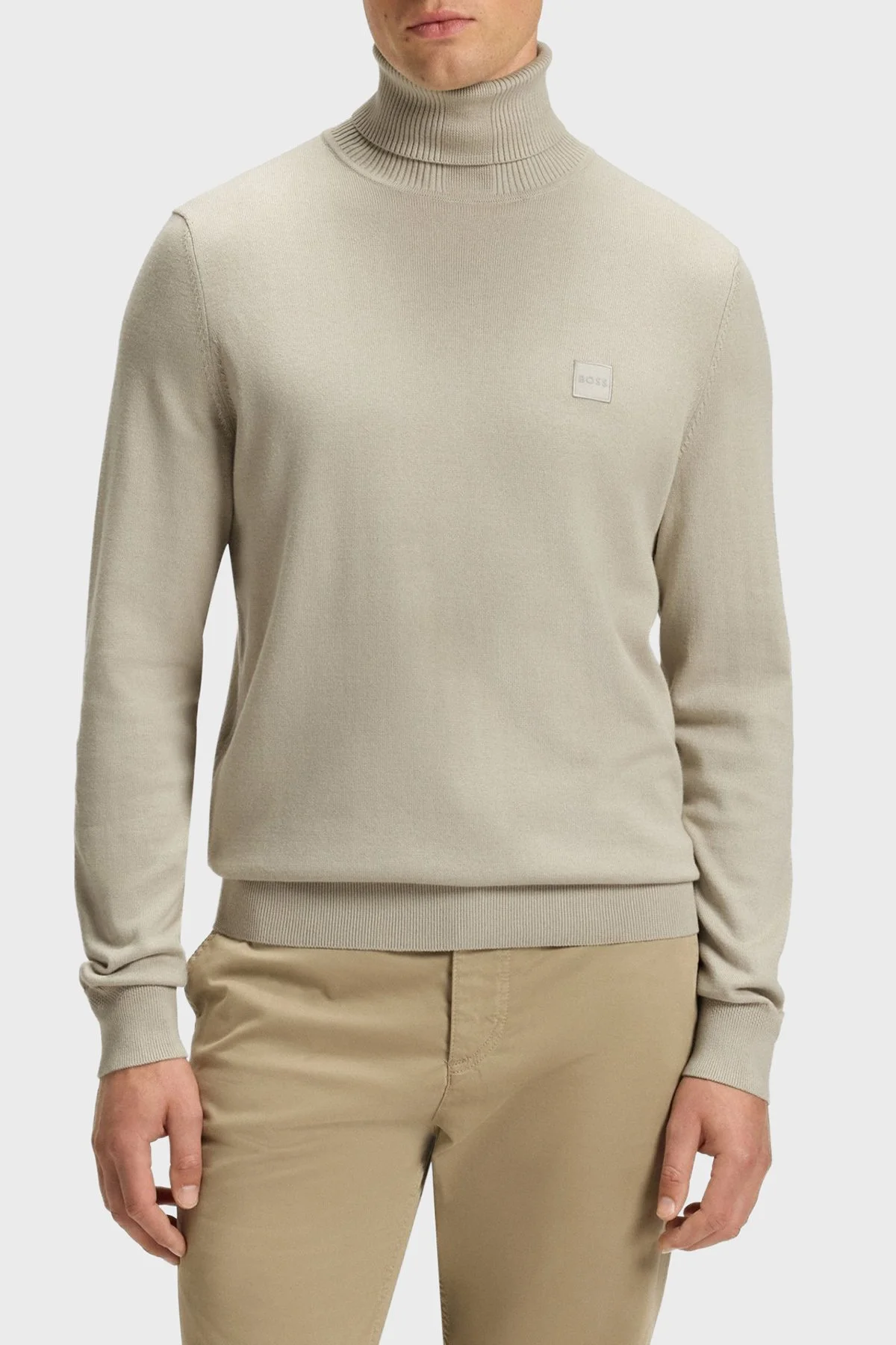 Boss Pamuk ve Kaşmir Karışımlı Regular Fit Balıkçı Yaka Erkek Kazak 50527573 271 GRİ - 1