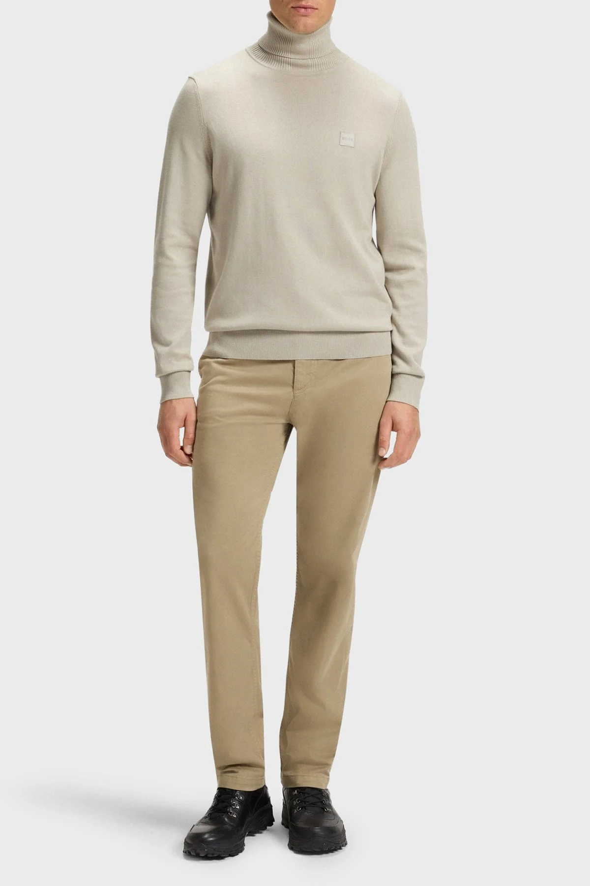 Boss Pamuk ve Kaşmir Karışımlı Regular Fit Balıkçı Yaka Erkek Kazak 50527573 271 GRİ - 2