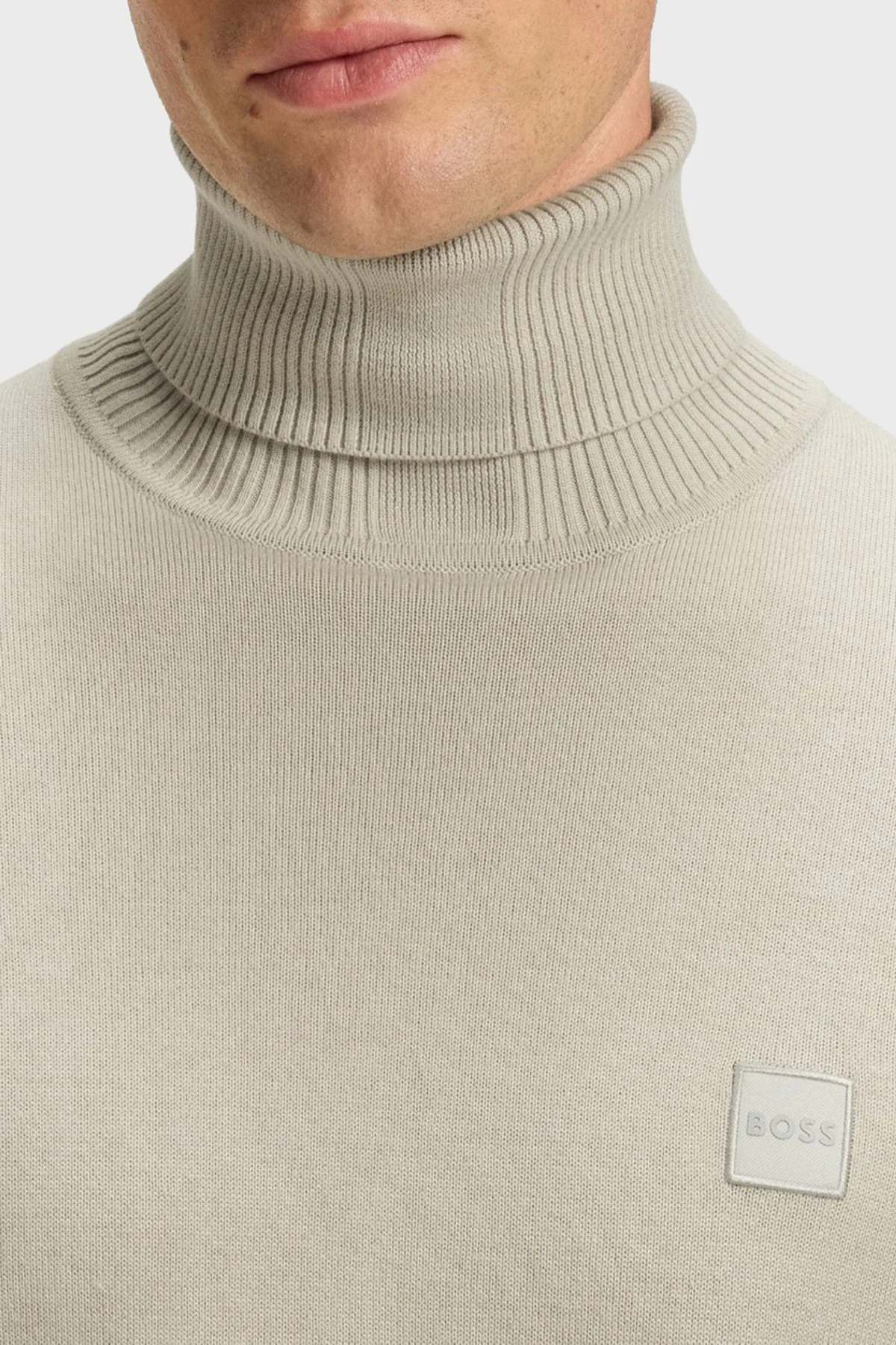 Boss Pamuk ve Kaşmir Karışımlı Regular Fit Balıkçı Yaka Erkek Kazak 50527573 271 GRİ - 4