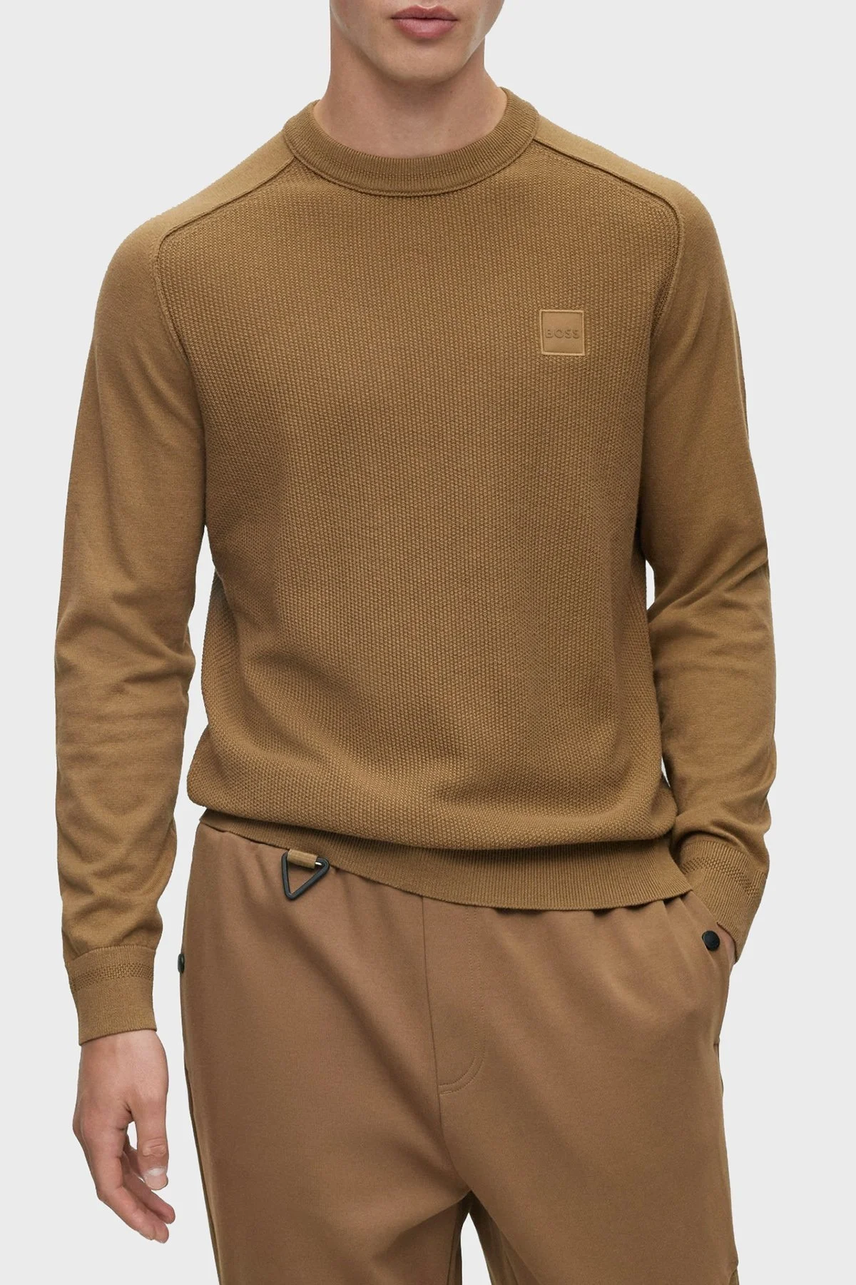 Boss Pamuk ve Kaşmir Karışımlı Regular Fit Bisiklet Yaka Erkek Kazak 50474873 280 CAMEL - 1